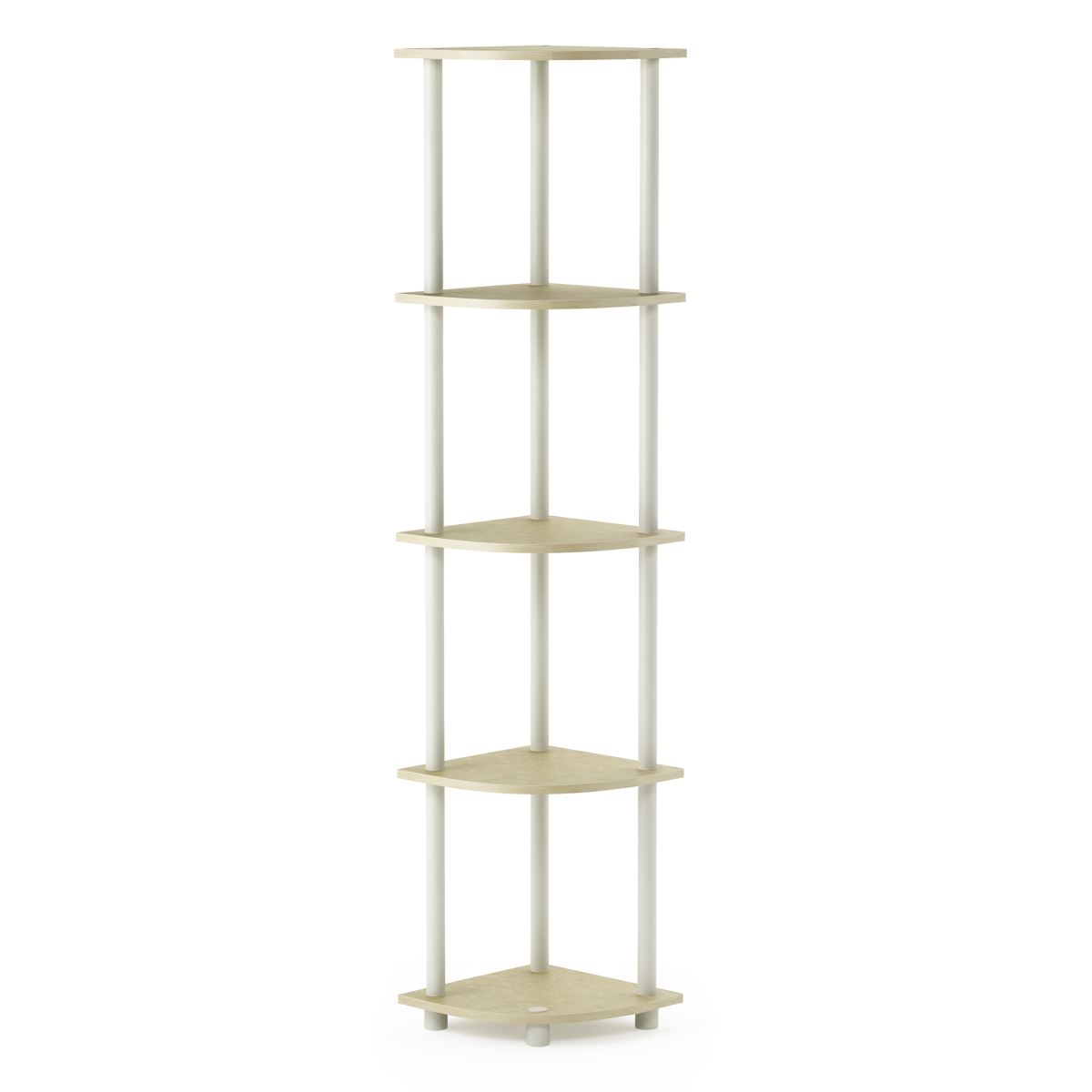 Picture of Furinno 99811CRM-WH Turn-N-Tube 5 Tier Corner Display Rack Multipurpose Shelving Unit&#44; Cream Marble & White - 57.7 x 11.6 x 11.6 in.