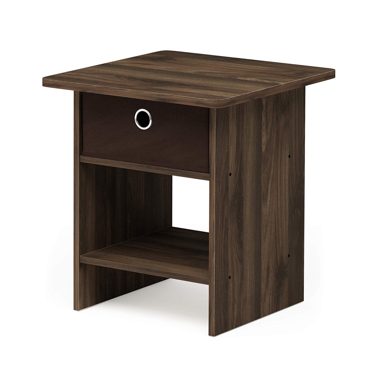 Picture of Furinno 10004CWN-DBR End Table & Night Stand Storage Shelf with Bin Drawer&#44; Columbia Walnut & Dark Brown - 17.8 x 15.5 x 15.5 in.