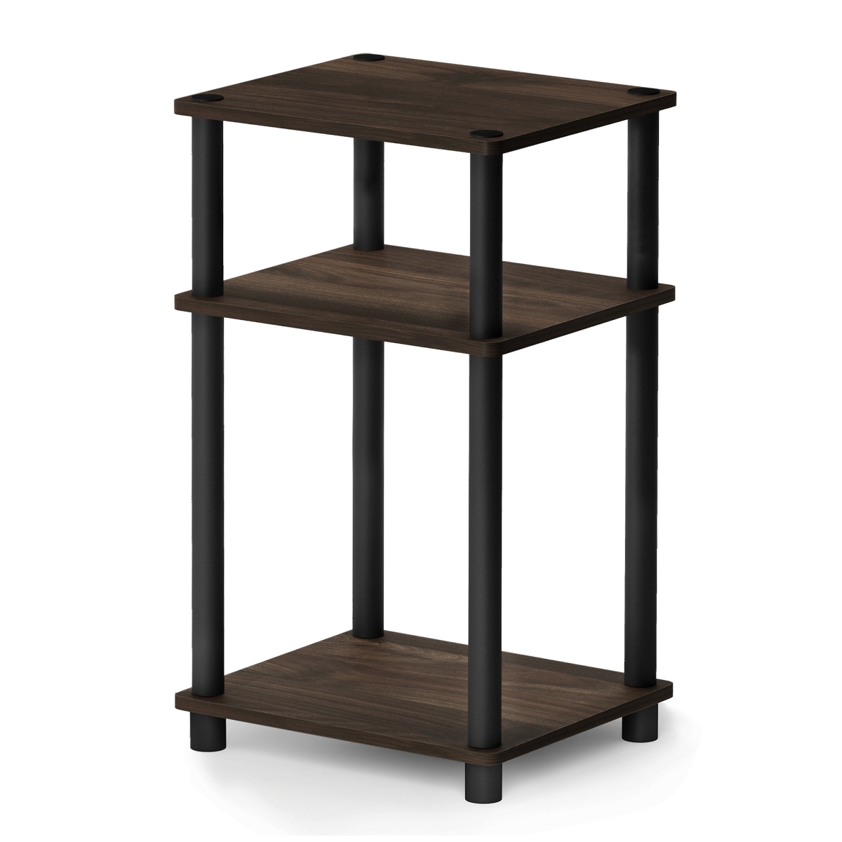11087CWN-BK Just 3-Tier No Tools Tube End Table, Columbia Walnut & Brown - 22.8 x 13.4 x 11.5 in.