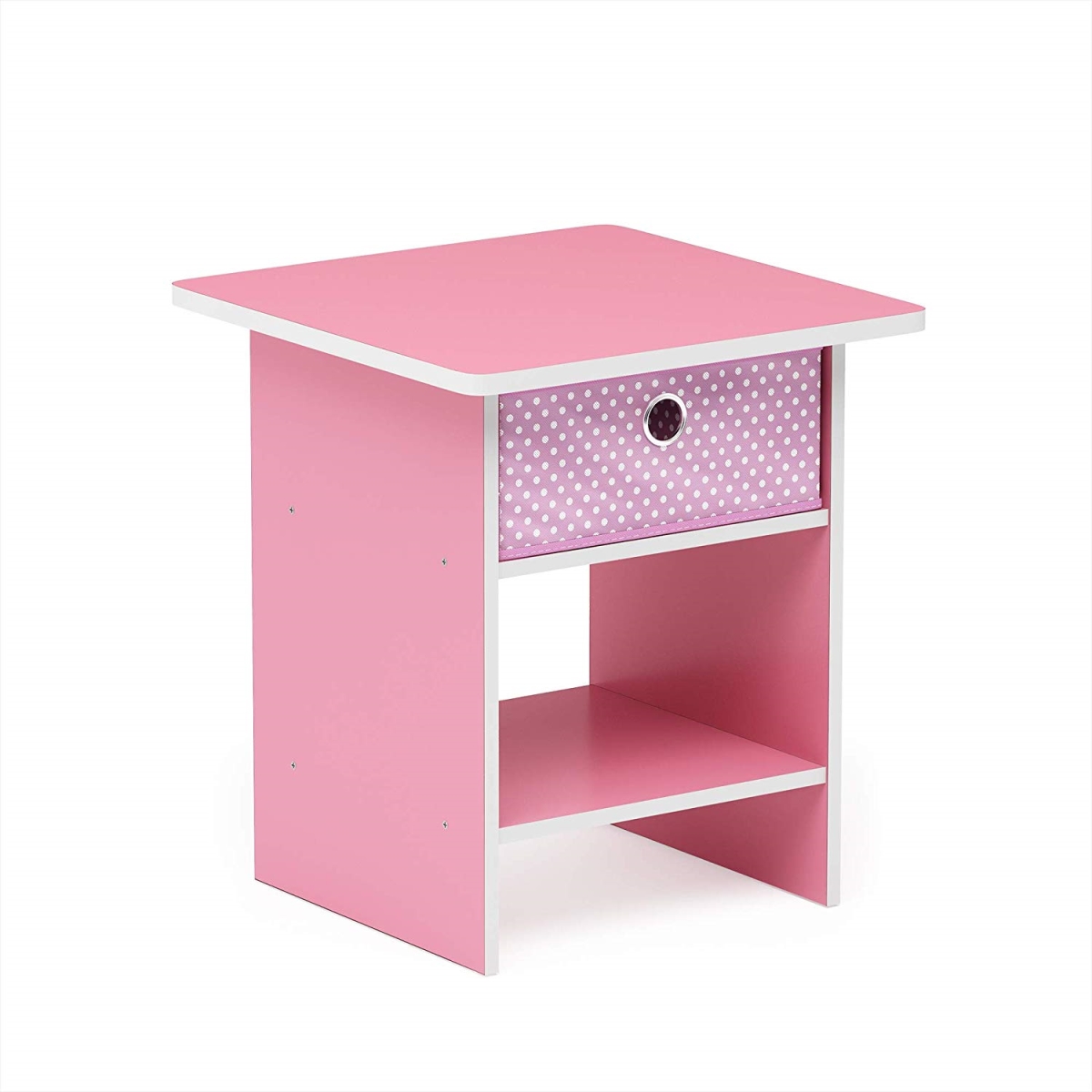 Picture of Furinno 10004PI-LPI End Table & Night Stand Storage Shelf with Bin Drawer&#44; Pink & Light Pink - 17.8 x 15.5 x 15.5 in.