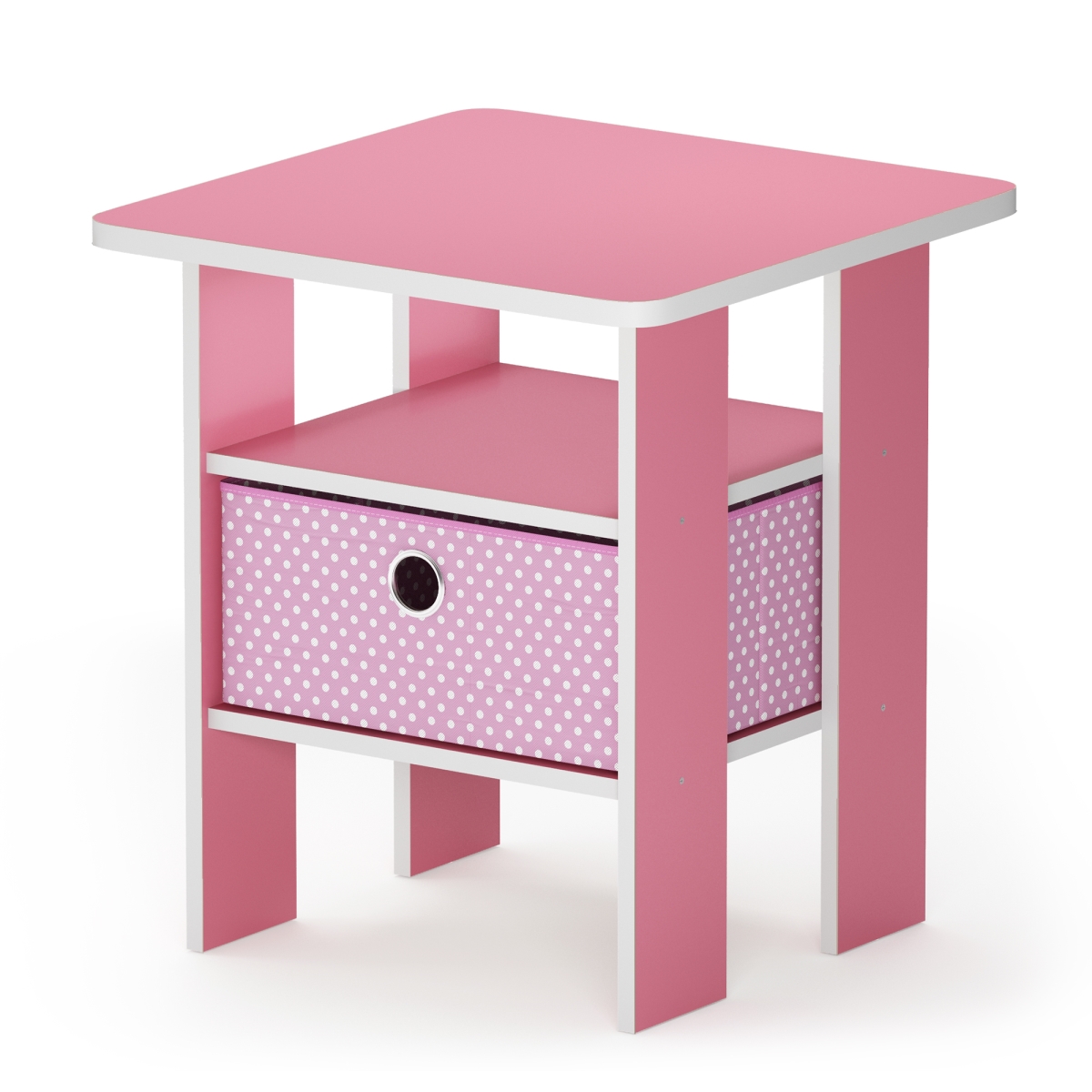 11157PI-LPI Andrey End Table Nightstand with Bin Drawer, Pink - 17.5 x 15.75 x 15.75 in.