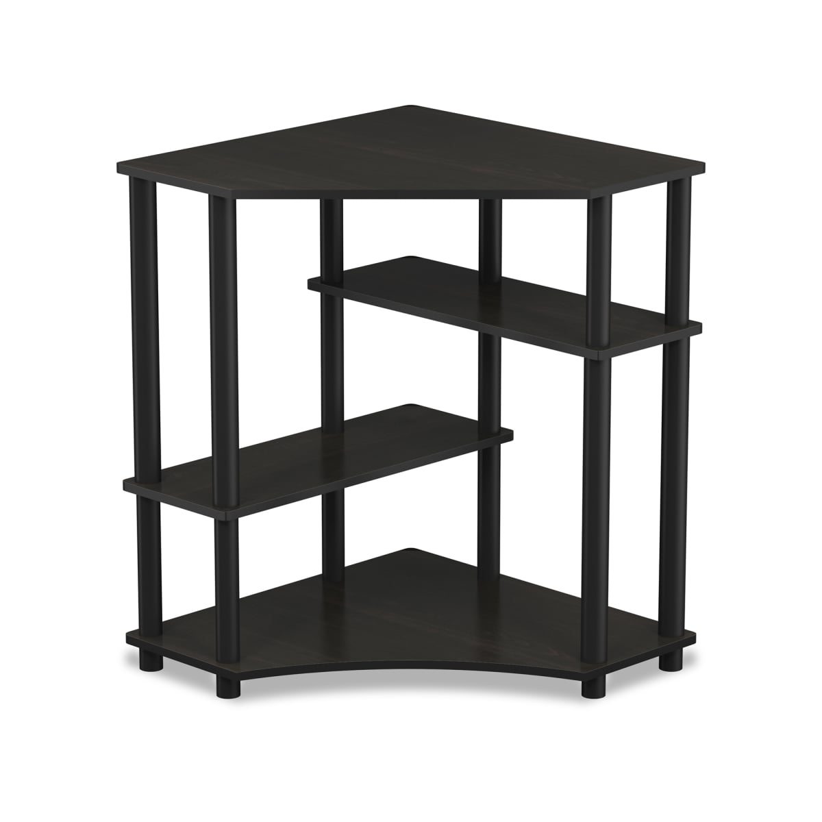 16098EX-BK Turn-N-Tube Space Saving Corner Desk with Shelves, Espresso & Black