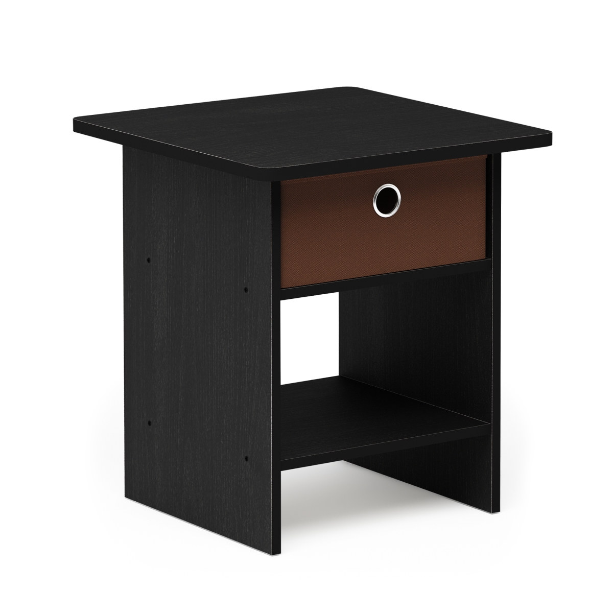 Picture of Furinno 10004AM-MBR End Table & Night Stand Storage Shelf with Bin Drawer&#44; Americano & Medium Brown