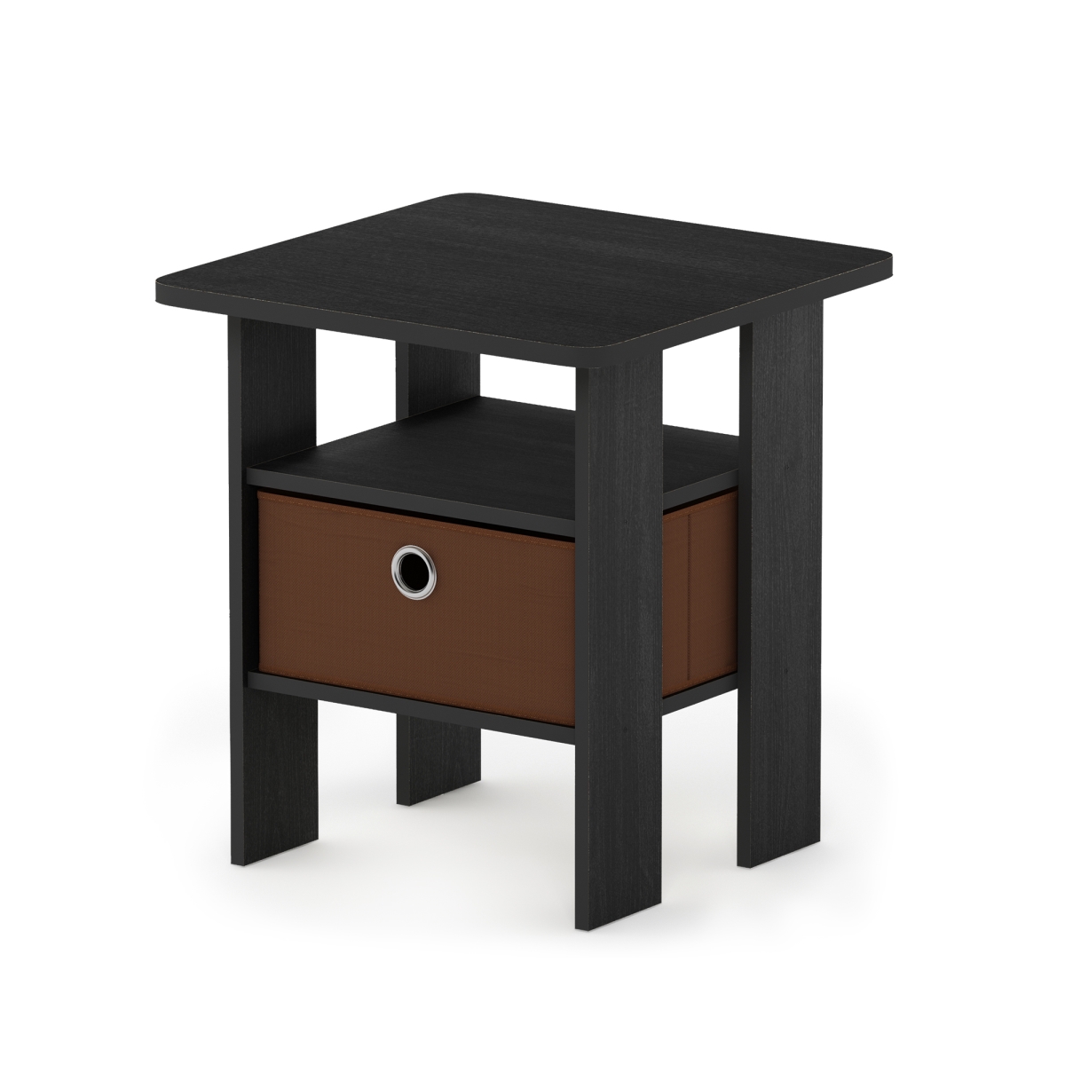 11157AM-MBR Andrey End Table Nightstand with Bin Drawer, Americano & Medium Brown