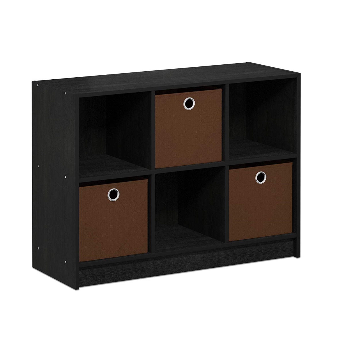 99940AM-MBR Basic 3 x 2 in. Bookcase Storage with & Bins, Americano & Medium Brown
