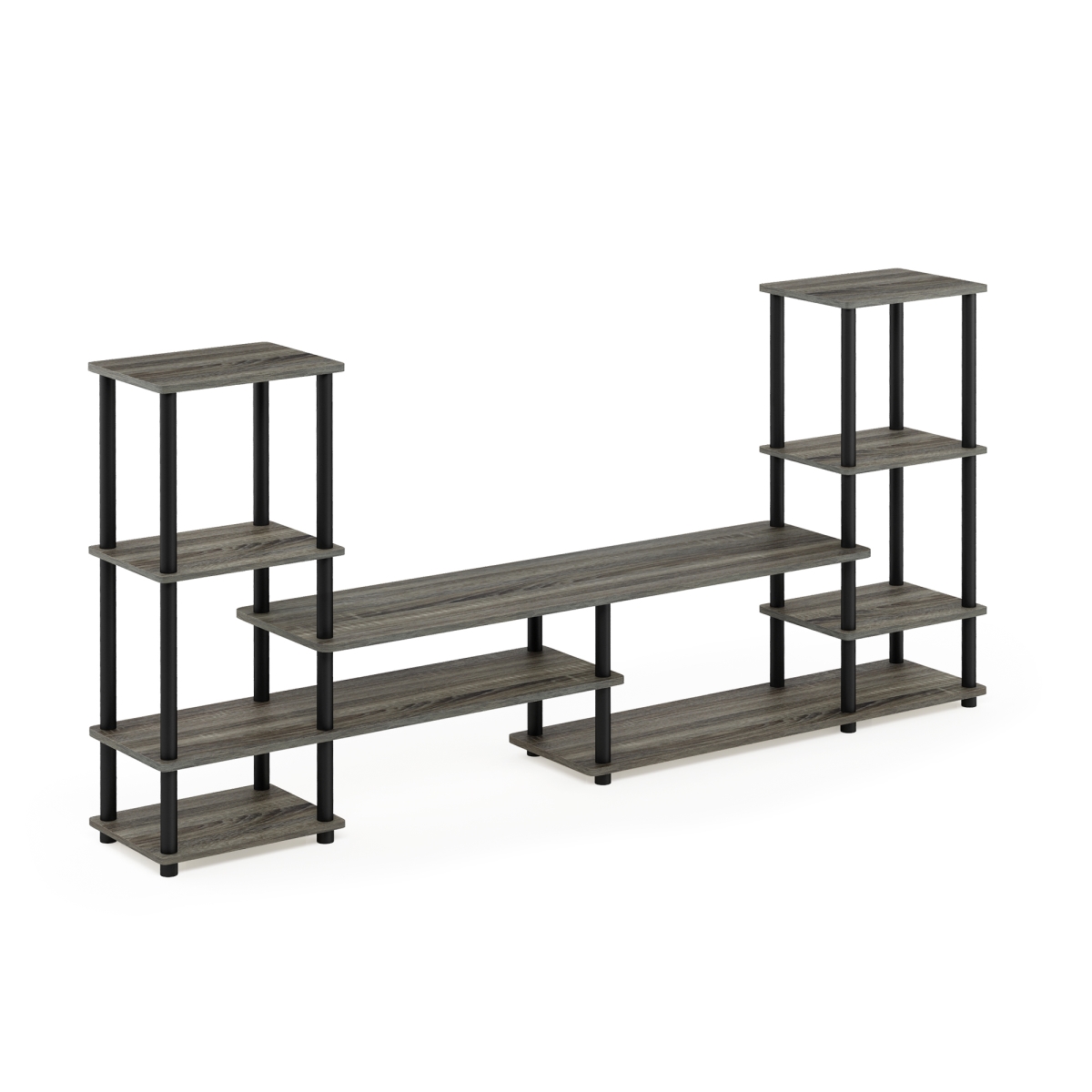 Picture of Furinno 14146GYW-BK Turn-N-Tube Grand Entertainment Center&#44; French Oak Grey & Black