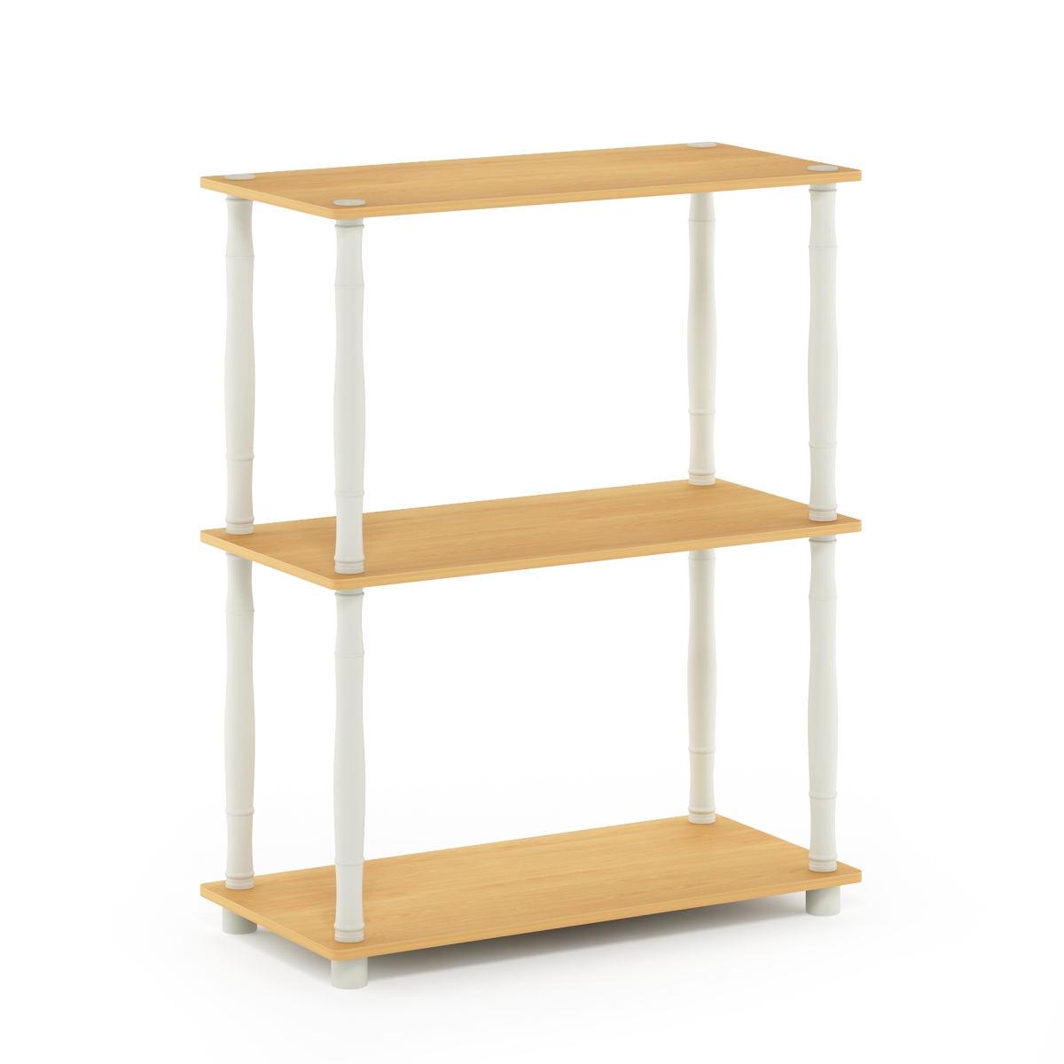 18029BE-WH Turn-N -Tube 3-Tier Compact Multipurpose Shelf Display Rack with Classic Tube, Beech & White