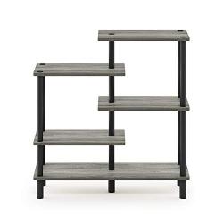 18088GYW-BK Turn-N-Tube 5-Tier Accent Display Rack, French Oak Grey & Black - 31.50 x 32.48 x 11.61 in -  Furinno, FU876386