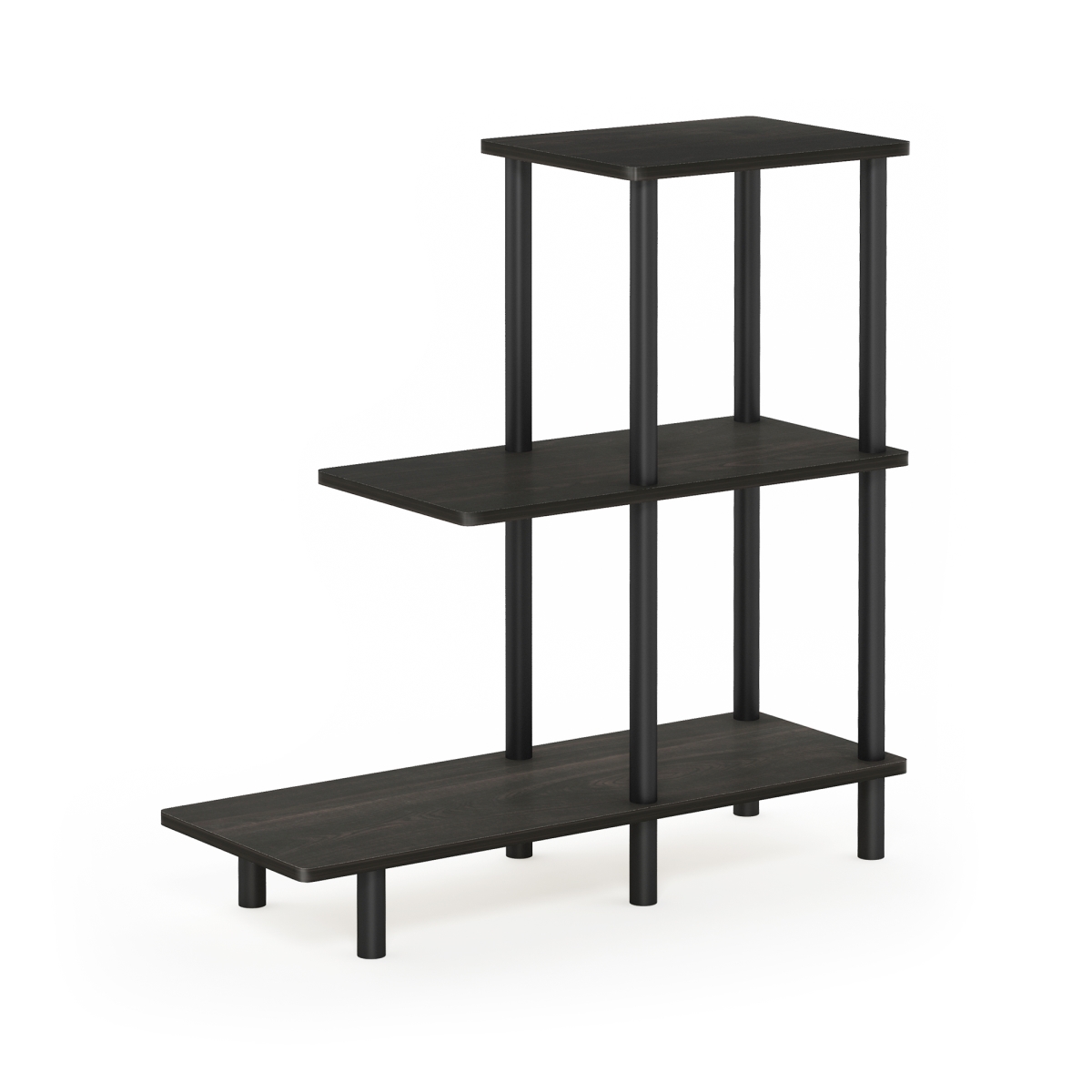 Picture of Furinno 18128EX-BK Turn-N-Tube 3-Tier Sofa Side Table Tall&#44; Espresso & Black - 31.5 x 25.63 x 11.61 in.