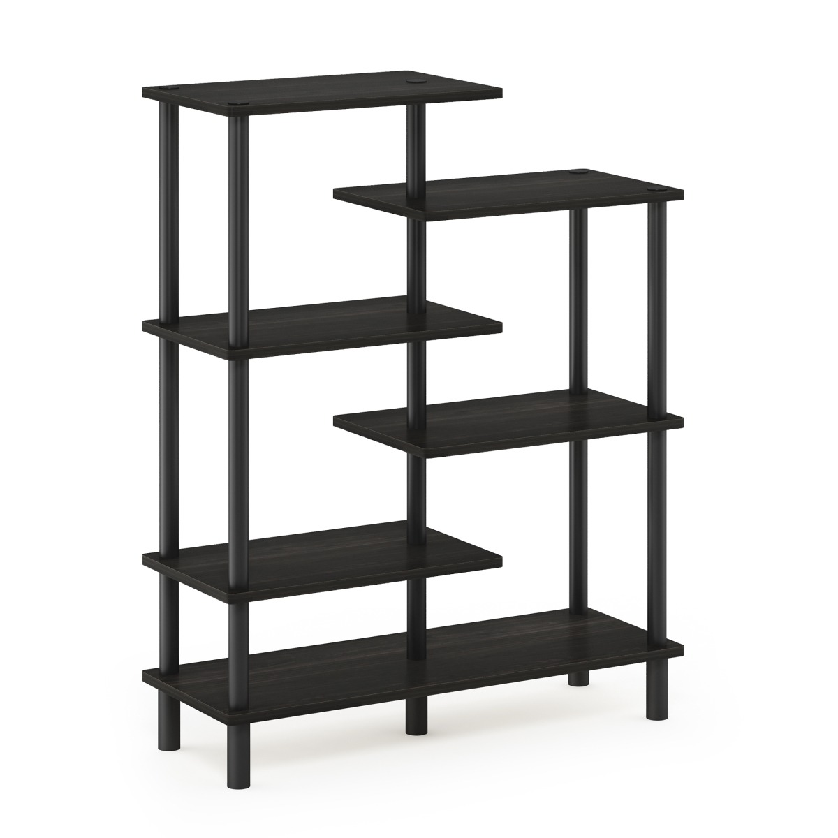 18089EX-BK Turn-N-Tube 6-Tier Accent Display Rack, Espresso & Black - 31.50 x 39.45 x 11.61 in -  Furinno, FU1114816