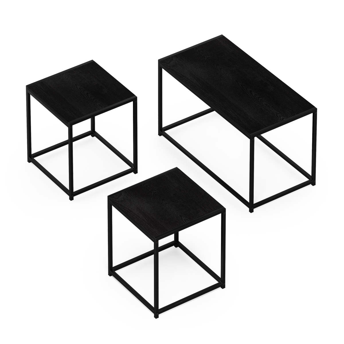 Camnus Modern Living Room Table Set with One Coffee Table & Two End Tables, Americano