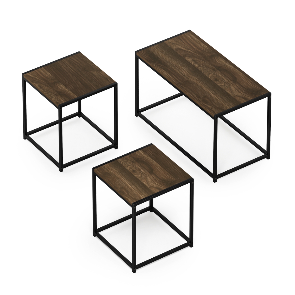 Camnus Modern Living Room Table Set with One Coffee Table & Two End Tables, Columbia Walnut