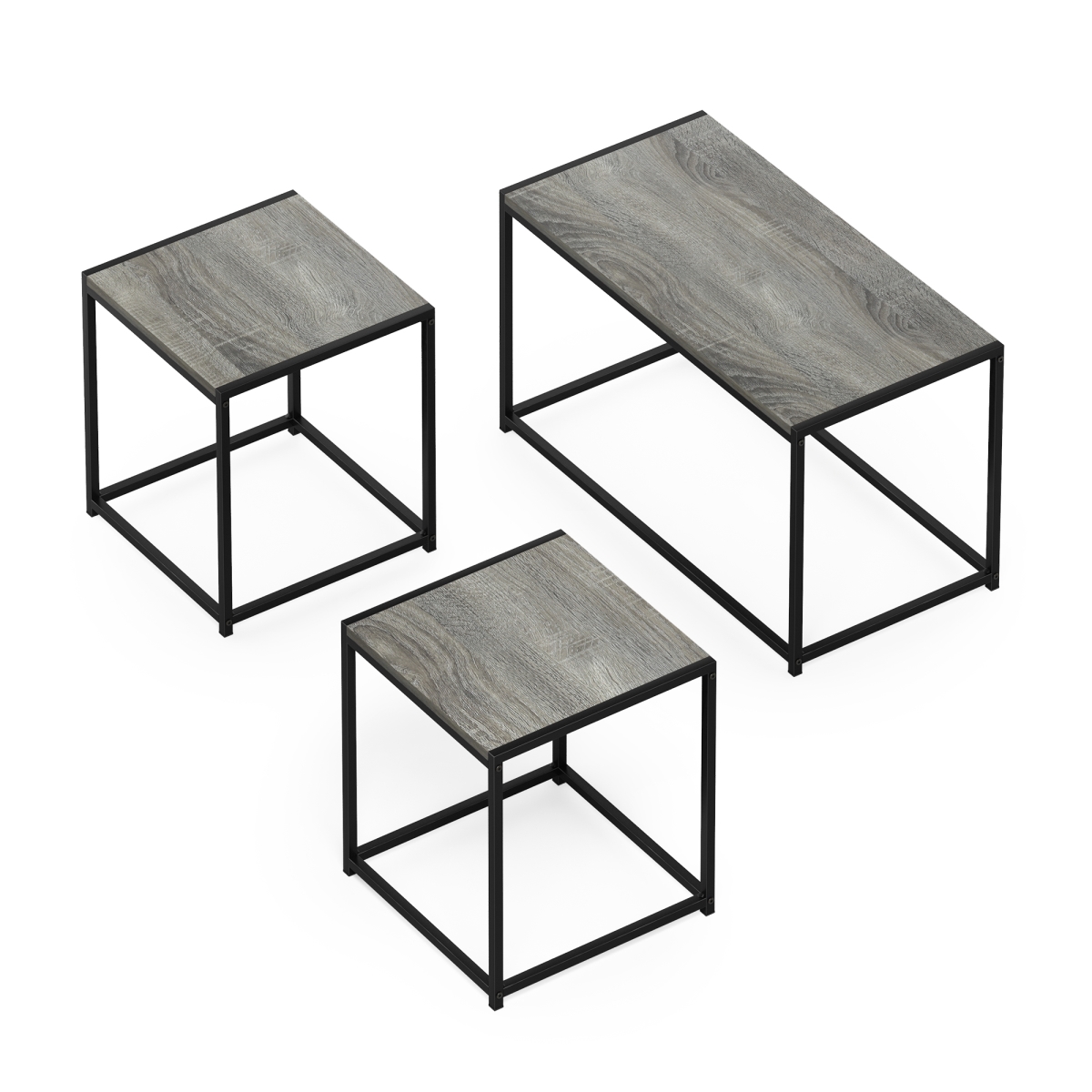 Camnus Modern Living Room Table Set with One Coffee Table & Two End Tables, Americano