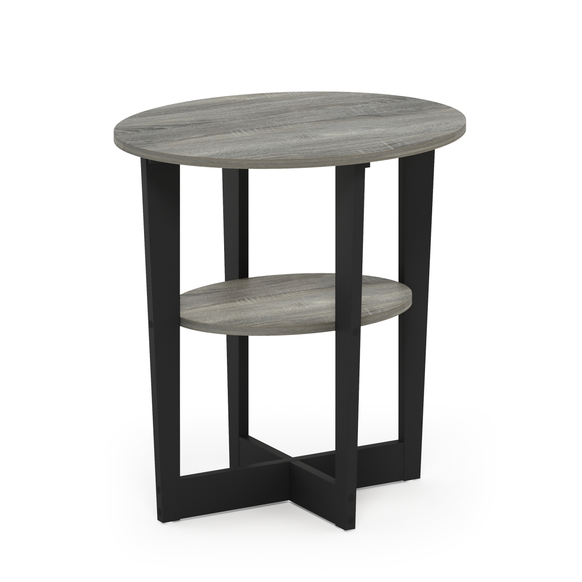JAYA Oval End Table, French Oak Grey & Black