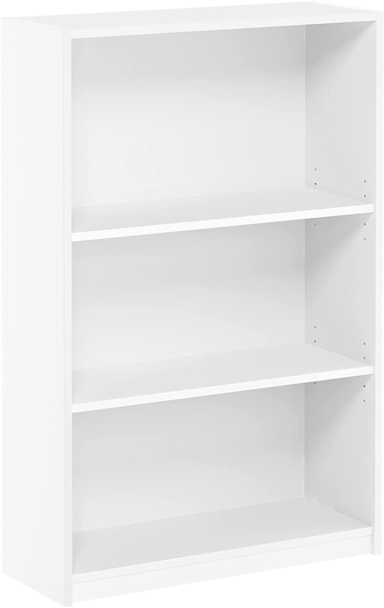 14151R1WH  JAYA Simple Home 3-Tier Adjustable Shelf Bookcase, White