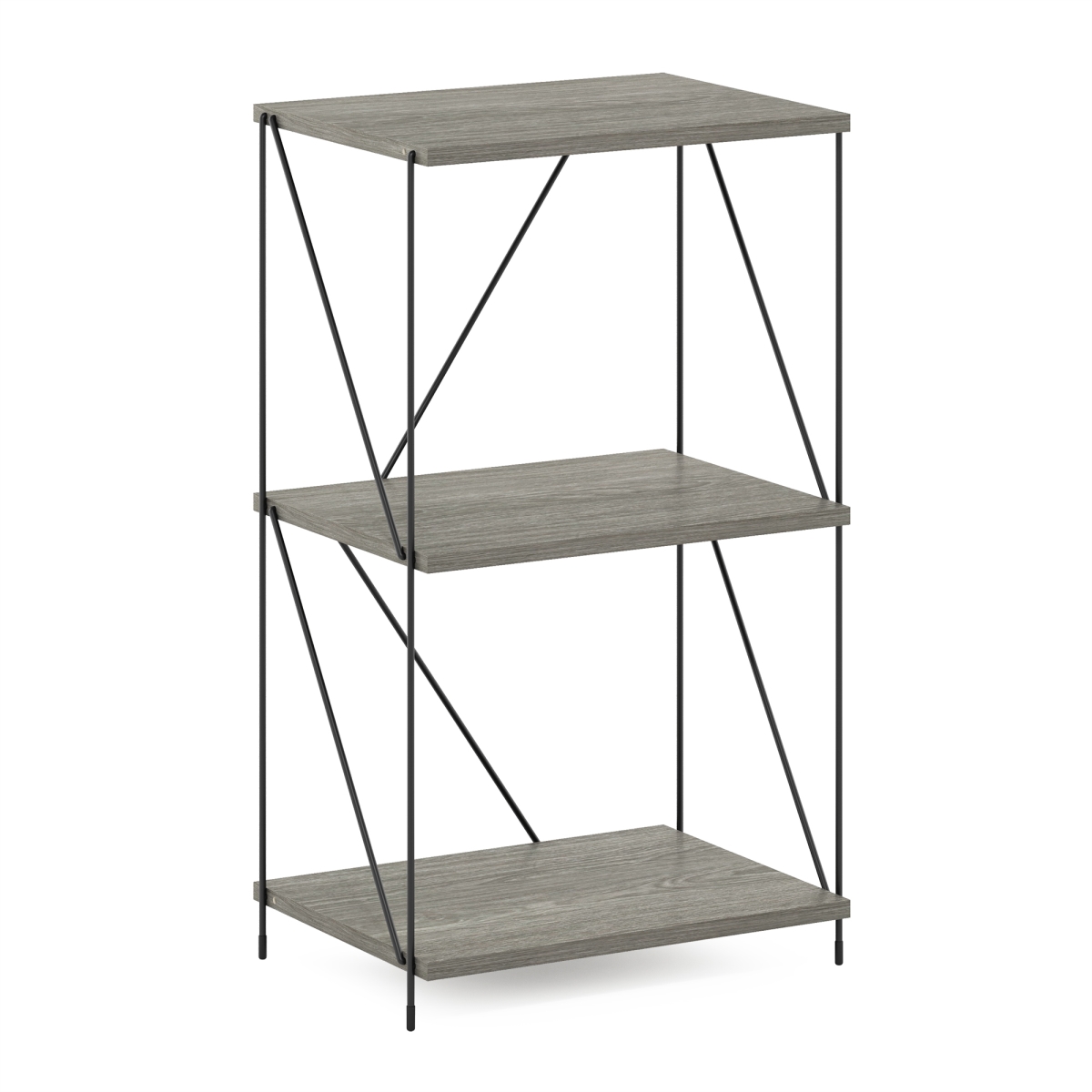 Picture of Furinno MP22008FNO Besi 3-Tier Industrial Multipurpose Shelf Display Rack with Metal Frame, Finn Oak