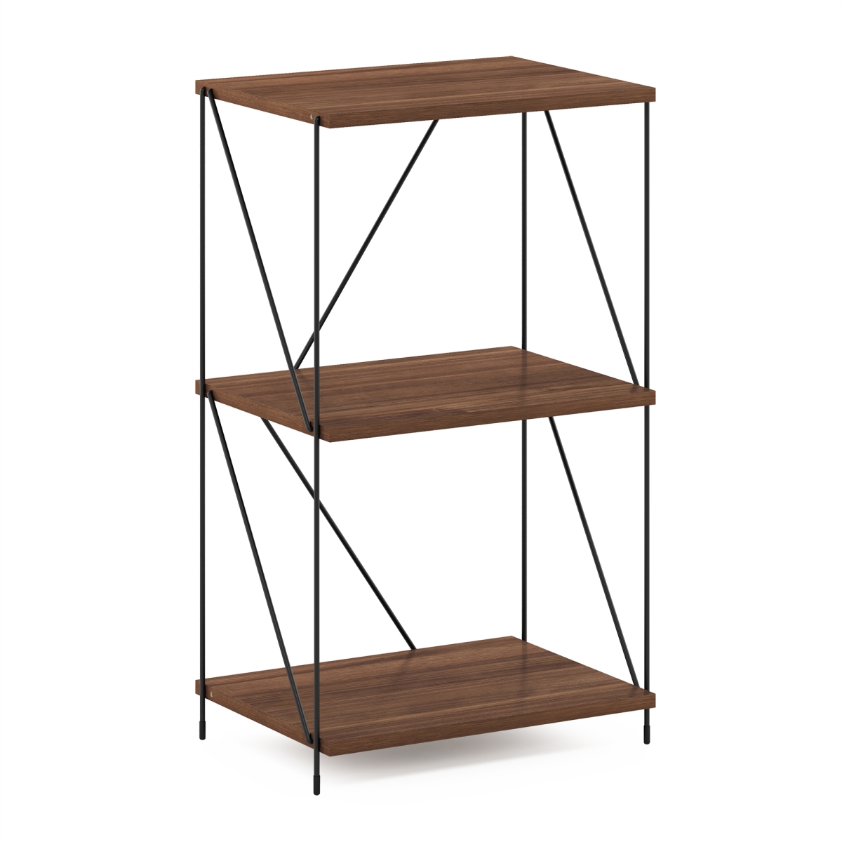 Picture of Furinno MP22008WNC Besi 3-Tier Industrial Multipurpose Shelf Display Rack with Metal Frame&#44; Walnut Cove