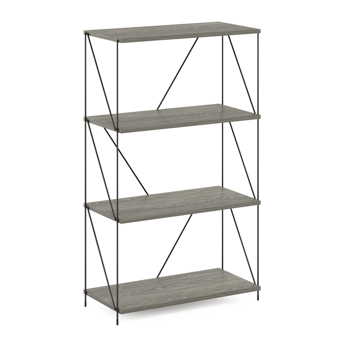 Picture of Furinno MP22014FNO Besi 4-Tier Industrial Multipurpose Shelf Display Rack with Metal Frame, Finn Oak