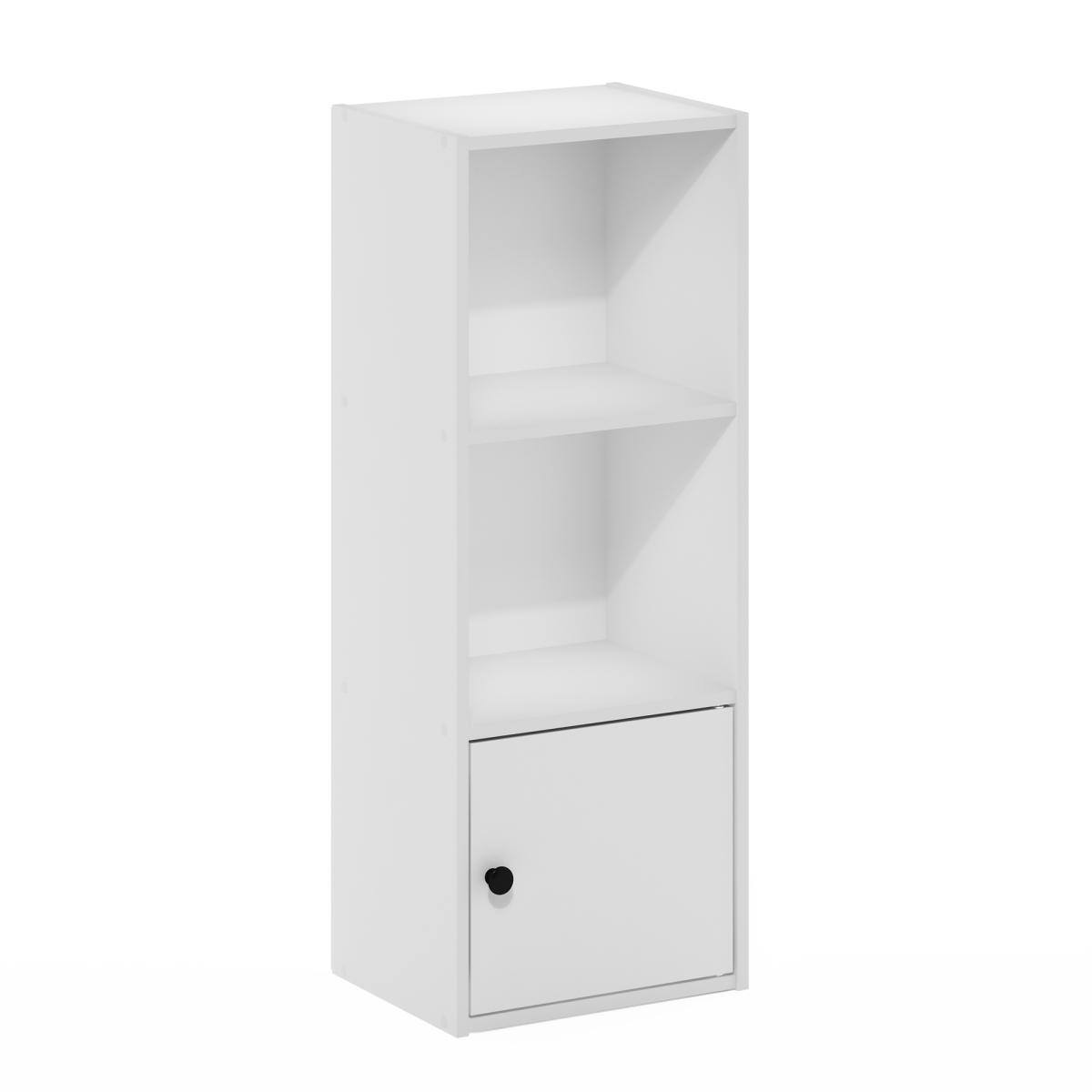 Luder 3-Tier Shelf Bookcase with 1 Door Storage Cabinet, White
