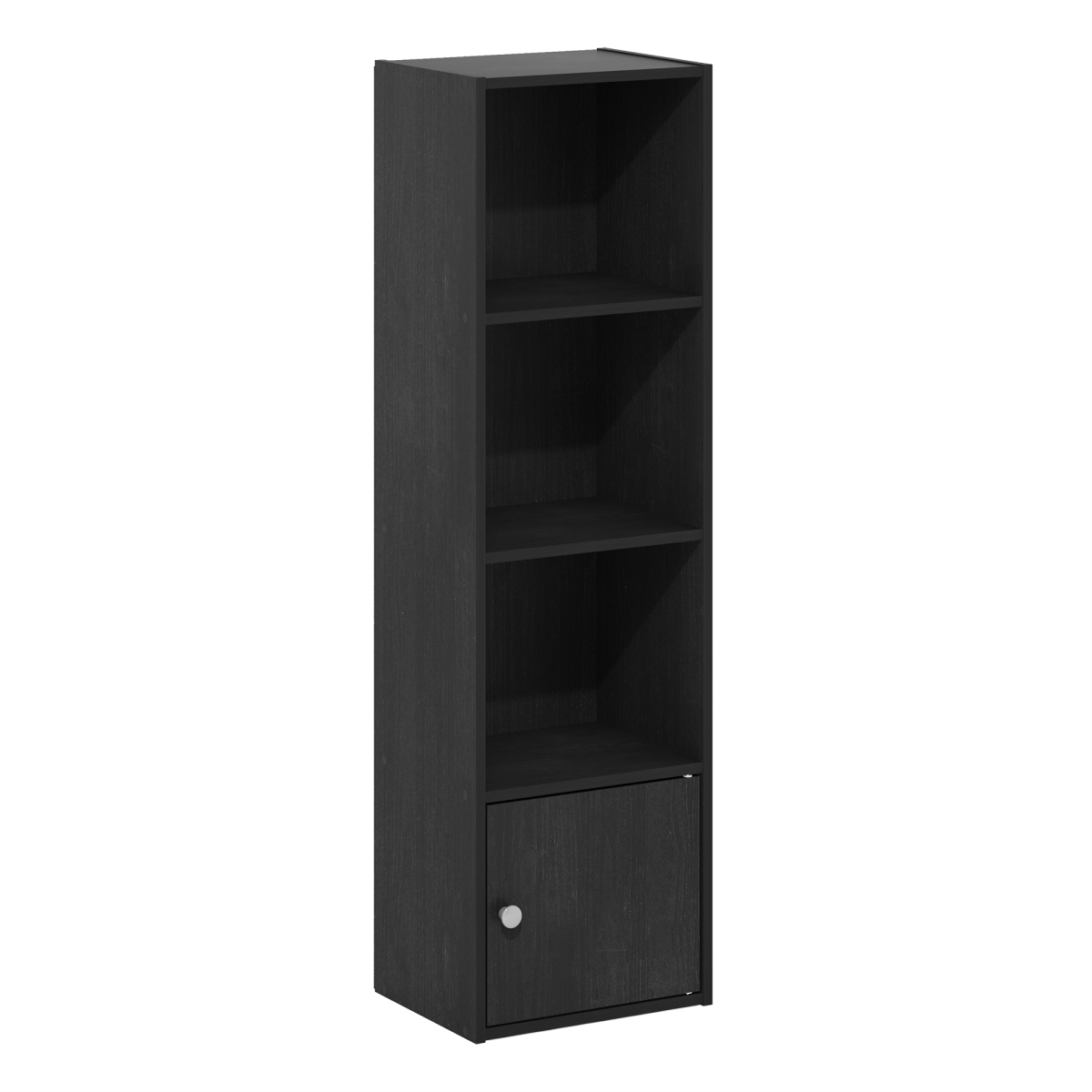 Luder 4-Tier Shelf Bookcase with 1 Door Storage Cabinet, Blackwood