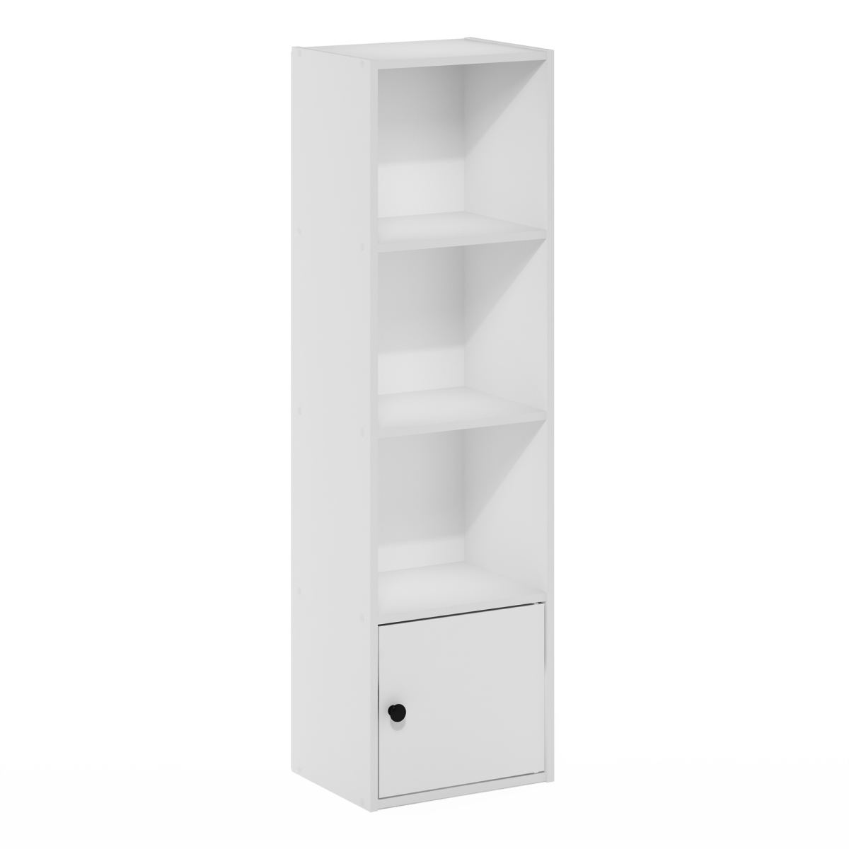 Luder 4-Tier Shelf Bookcase with 1 Door Storage Cabinet, White