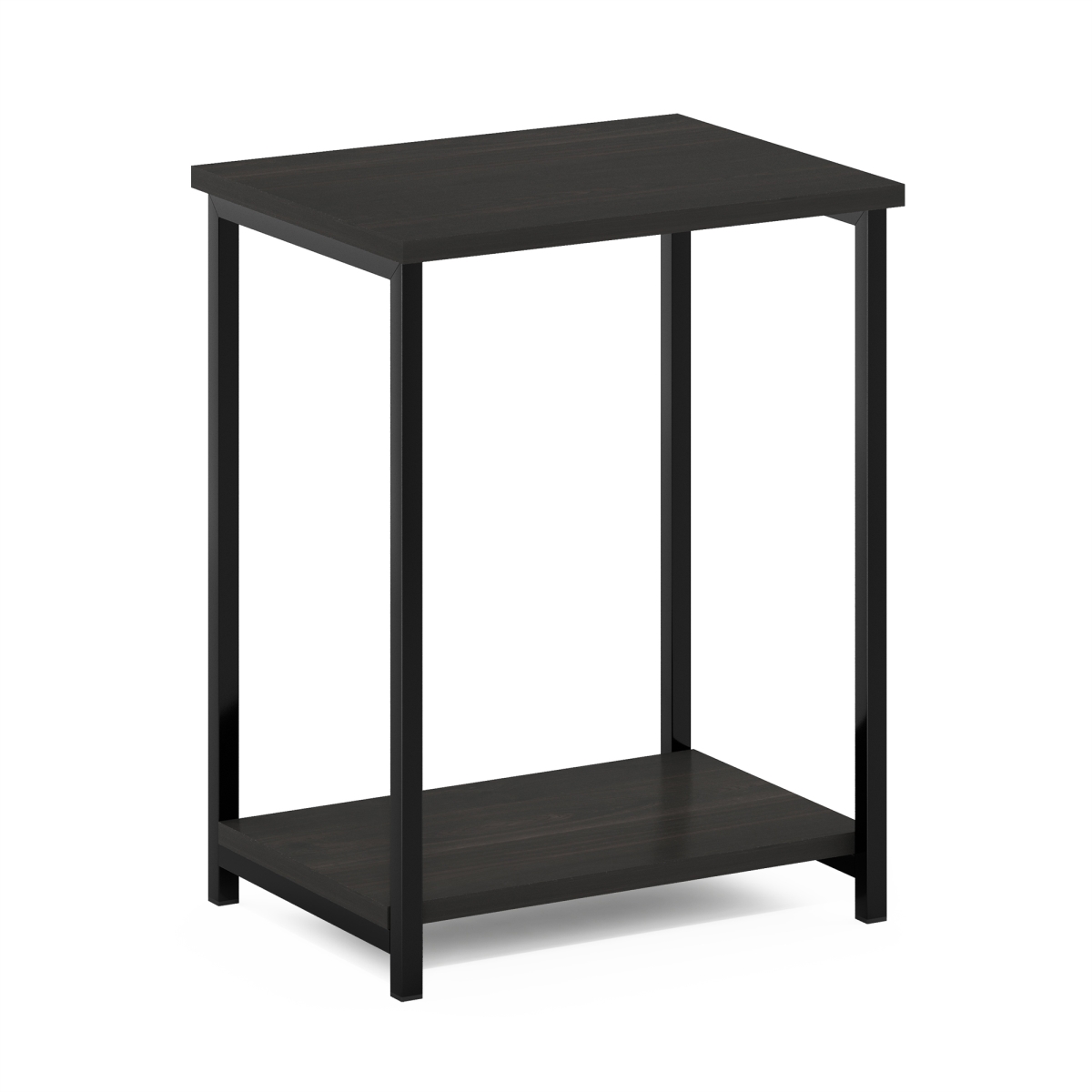 Simplistic Industrial Metal Frame End Table, Espresso