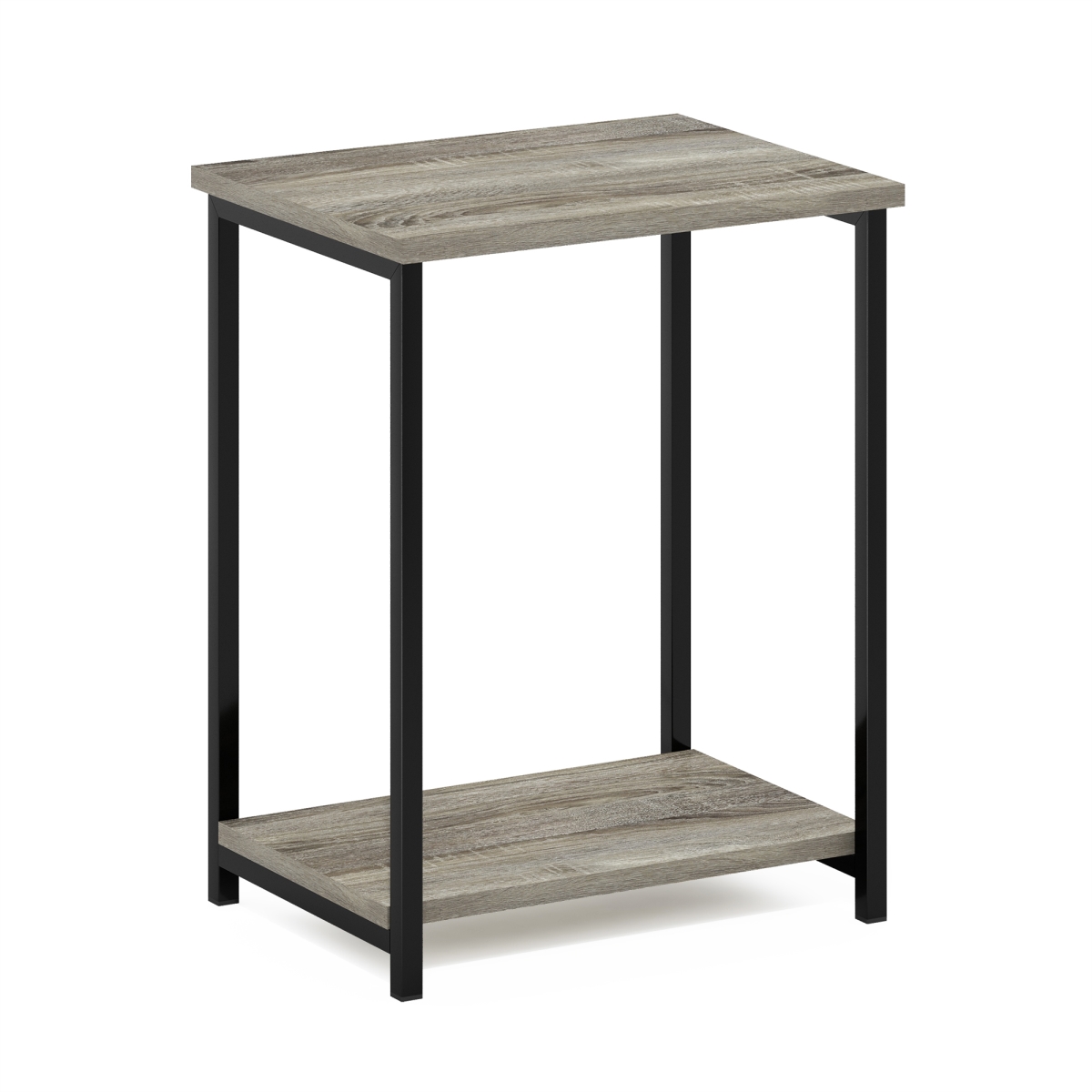 Simplistic Industrial Metal Frame End Table, French Oak