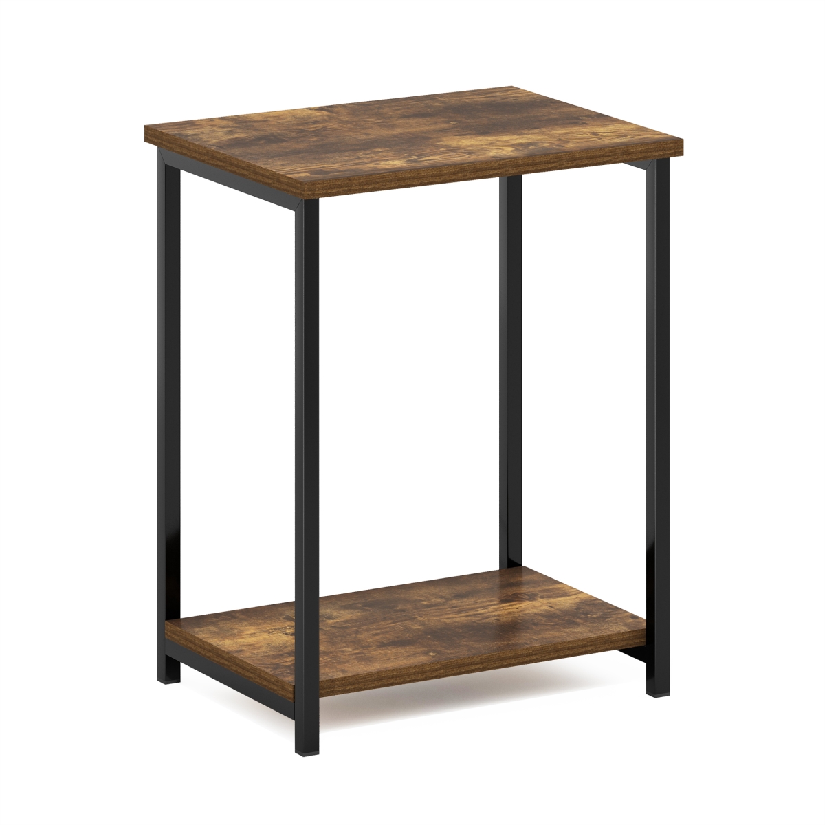Simplistic Industrial Metal Frame End Table, Amber Pine