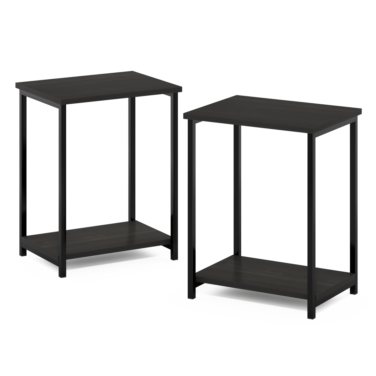 Simplistic Industrial Metal Frame End Table, Espresso - Pack of 2