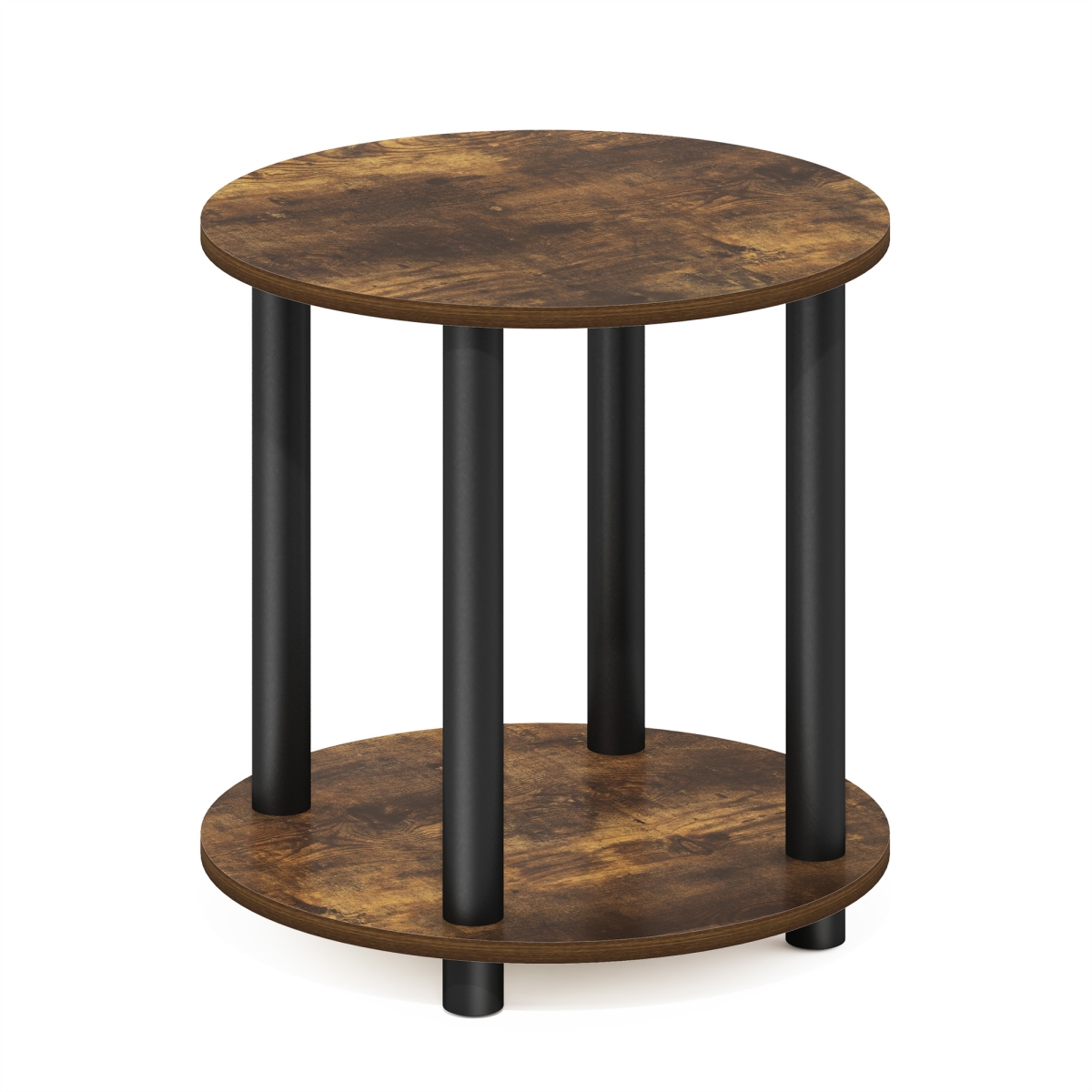 Turn-N-Tube 2-Tier Round Wooden End Table, Amber Pine