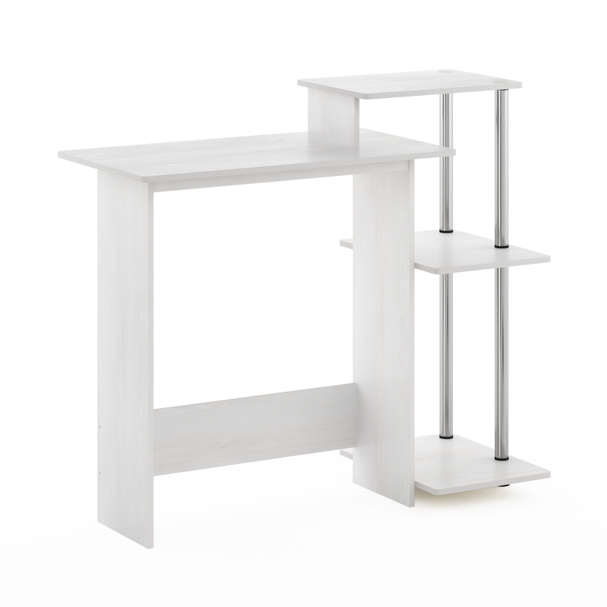 11192WOKSS Efficient Home Laptop Notebook Computer Desk, White Oak & Stainless Steel