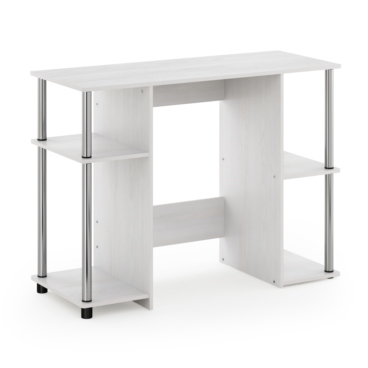 15112WOKSS 15112 JAYA Compact Computer Study Desk, White Oak & Stainless Steel Tubes
