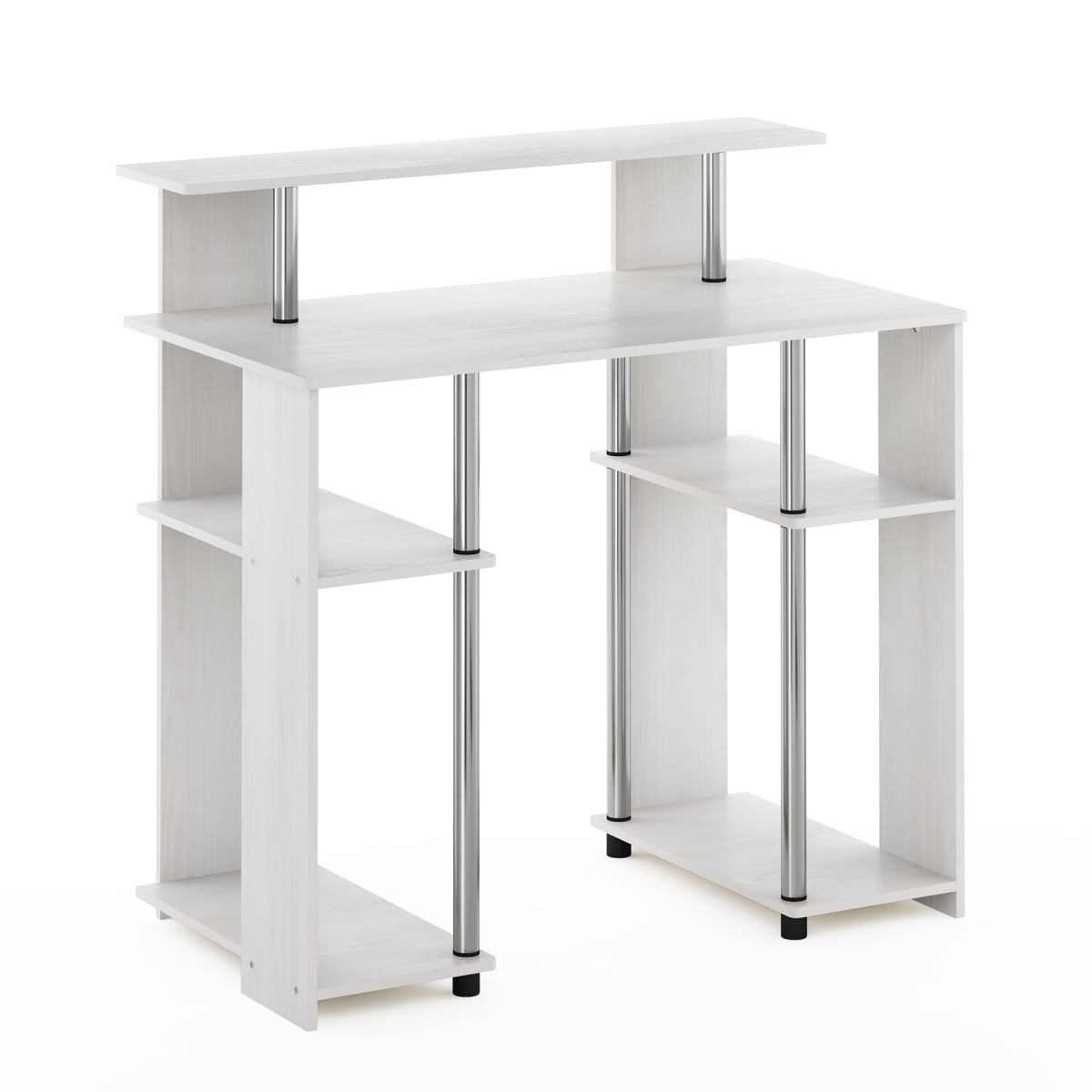 15071WOKSS JAYA Simple Design Computer Writing Desk, White Oak & Stainless Steel Tubes