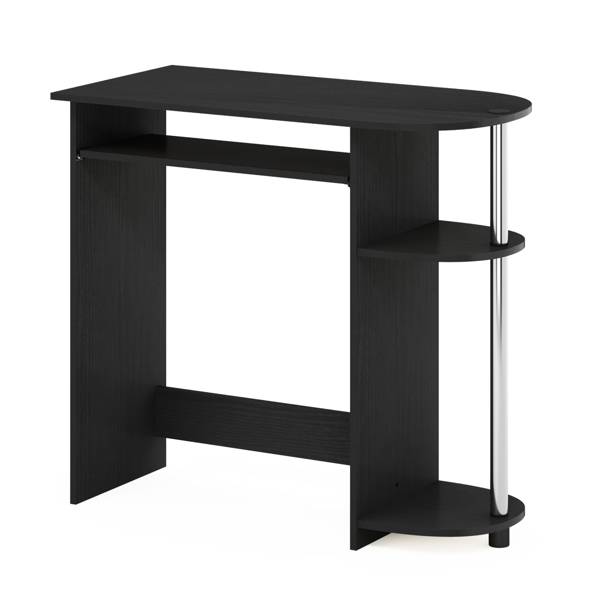 14098R1AMSS Simplistic Easy Assembly Computer Desk, Americano & Stainless Steel Tubes