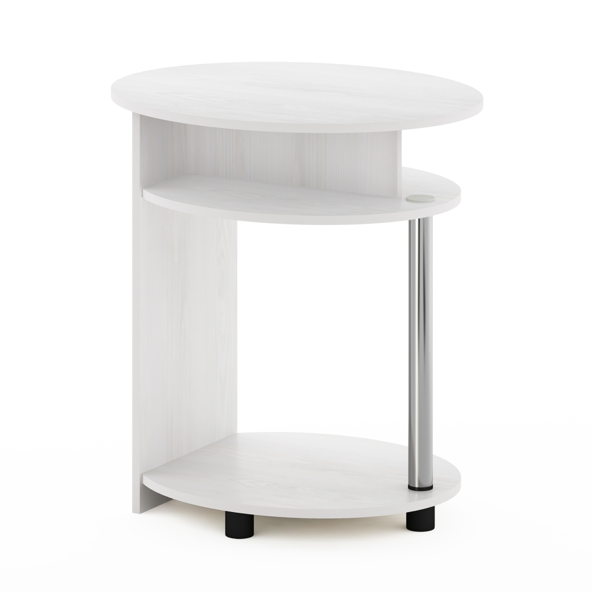 15080WOKSS JAYA Simple Design Oval End Table, White Oak & Stainless Steel Tubes