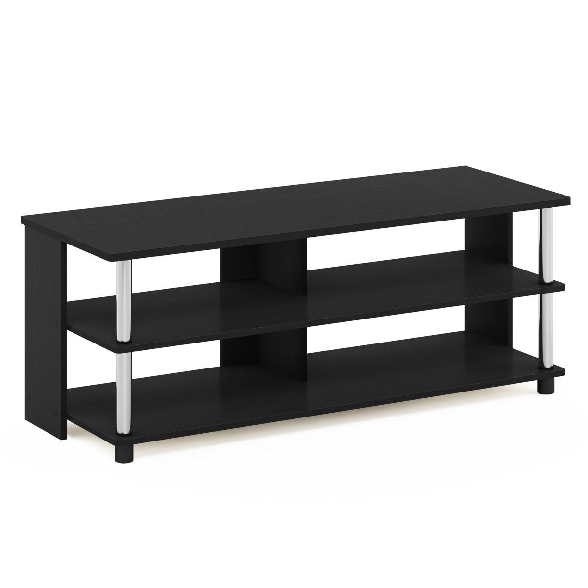 Sully 3-Tier TV Stand for TV up to 48 in., Americano & Stainless Steel Tubes