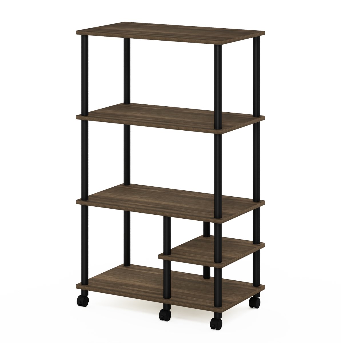 Turn-N-Tube 4-Tier Toolless Kitchen Storage Shelf Cart, Columbia Walnut & Black -  LRL, LR3028962