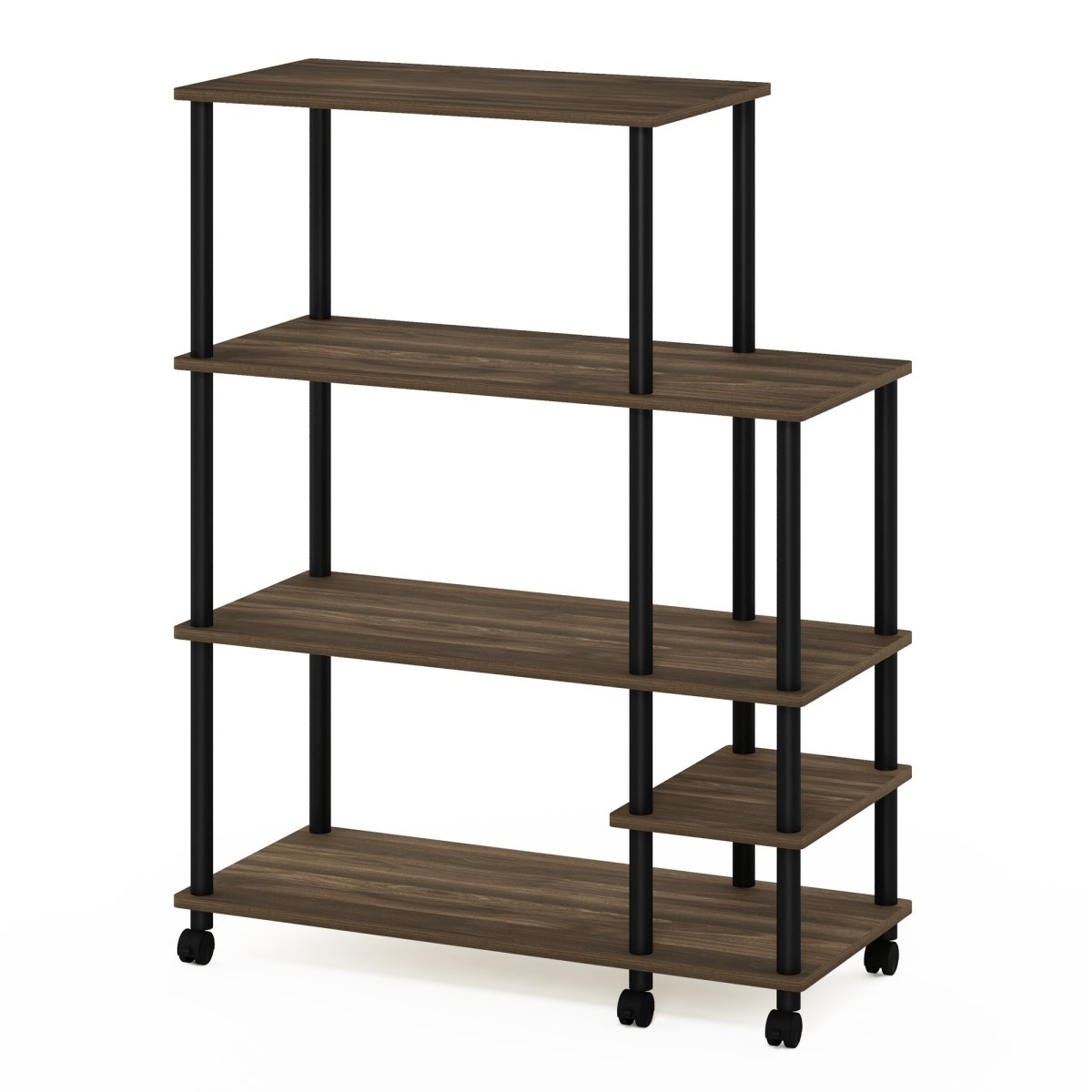 Turn-N-Tube 4-Tier Toolless Kitchen Wide Storage Shelf Cart, Columbia Walnut & Black -  LRL, LR3031689