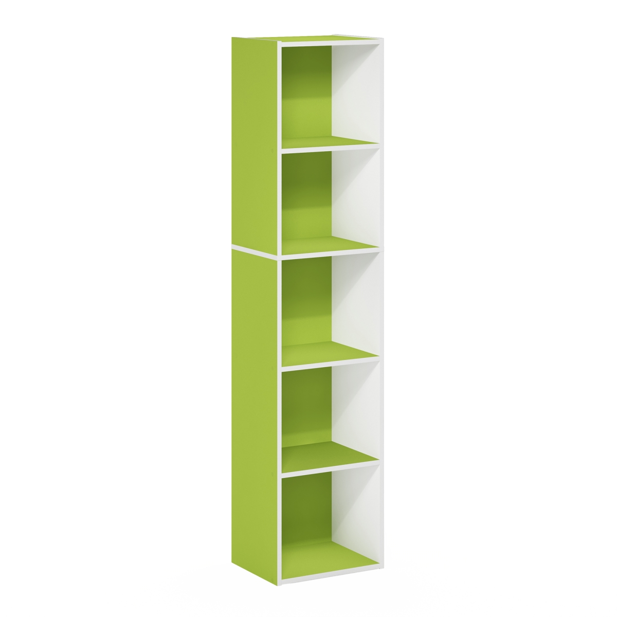 21048GRWH Pasir 5-Tier Open Shelf Bookcase, Green & White