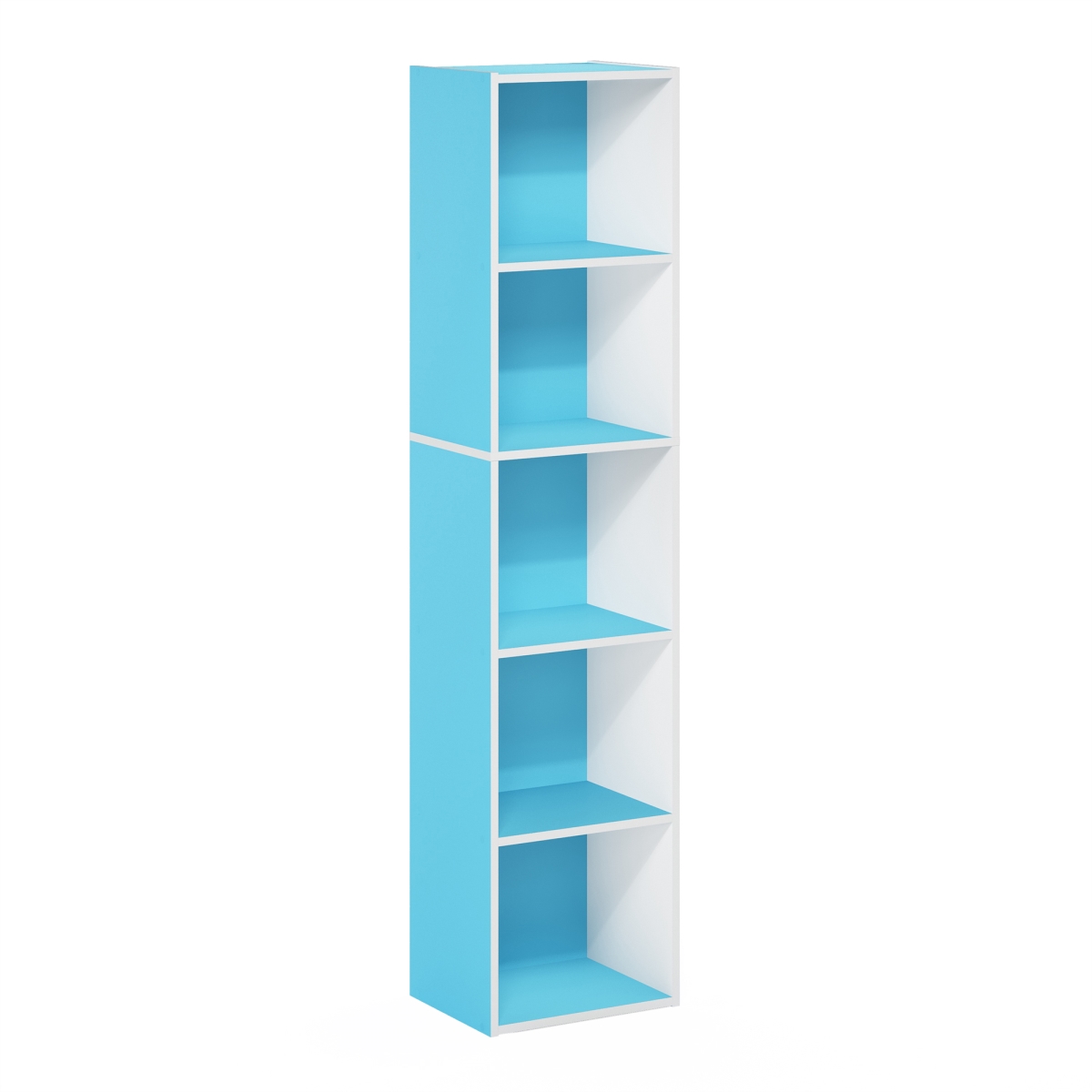 Pasir 5-Tier Open Shelf Bookcase, Light Blue & White