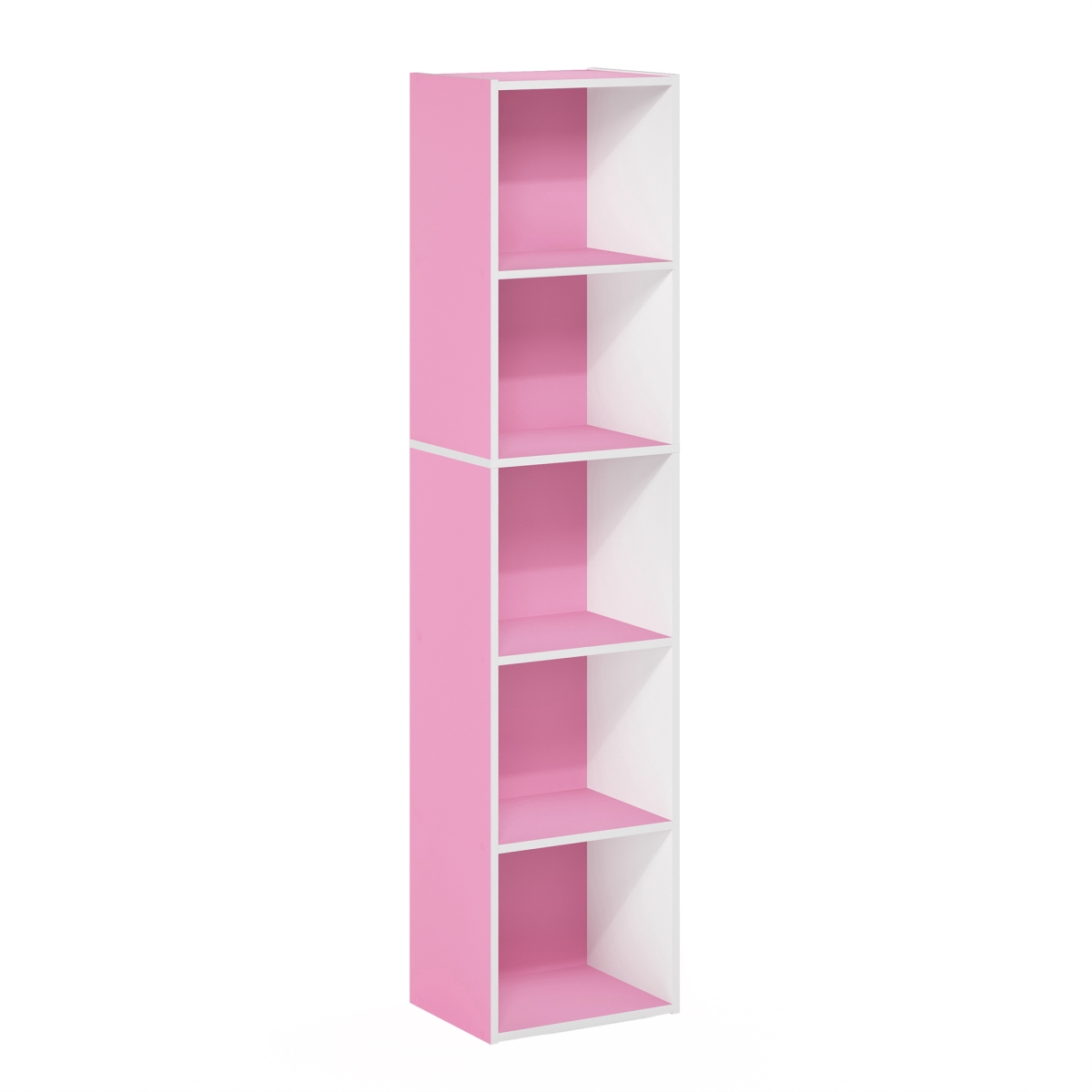 Pasir 5-Tier Open Shelf Bookcase, Pink & White