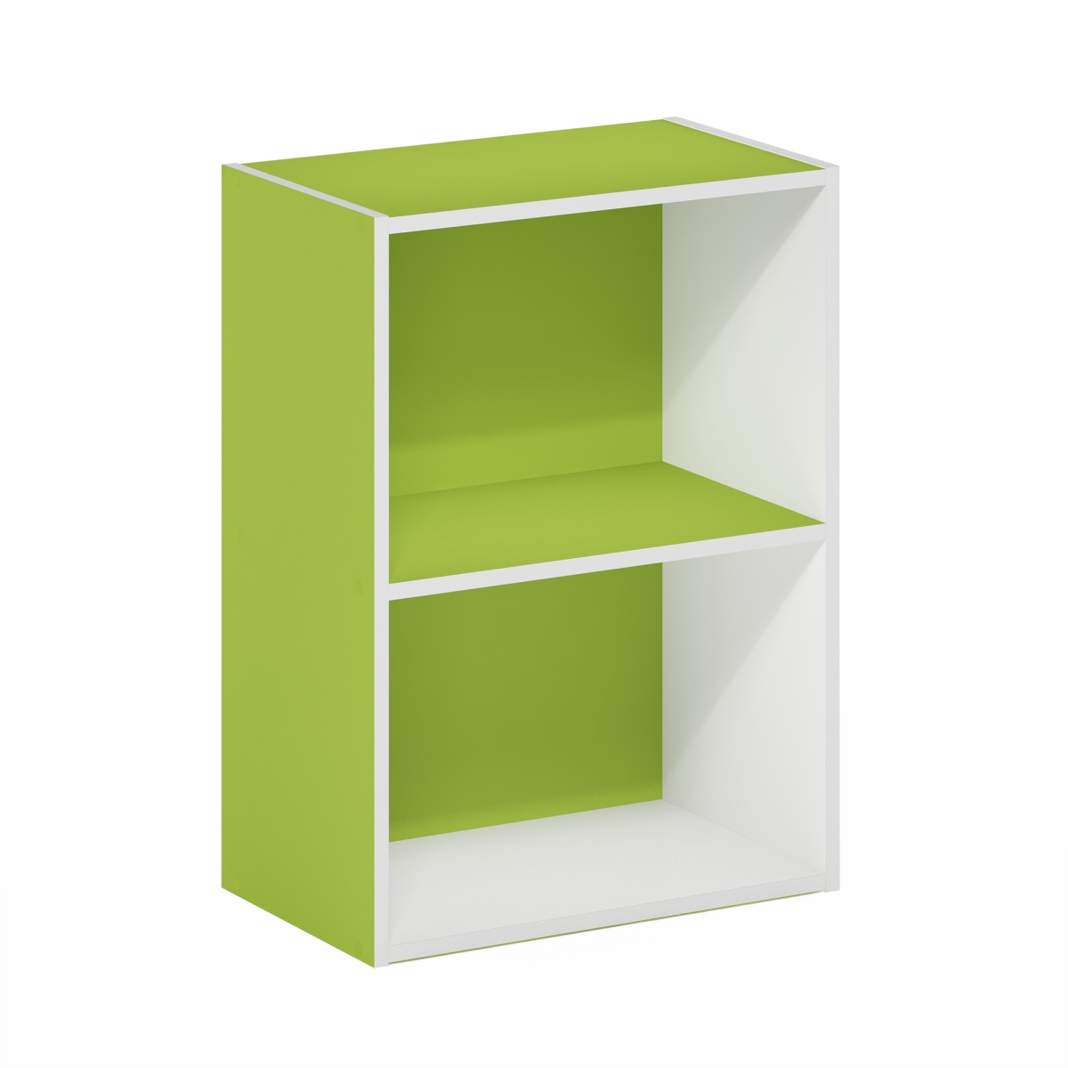 Luder 2-Tier Open Shelf Bookcase, Green & White