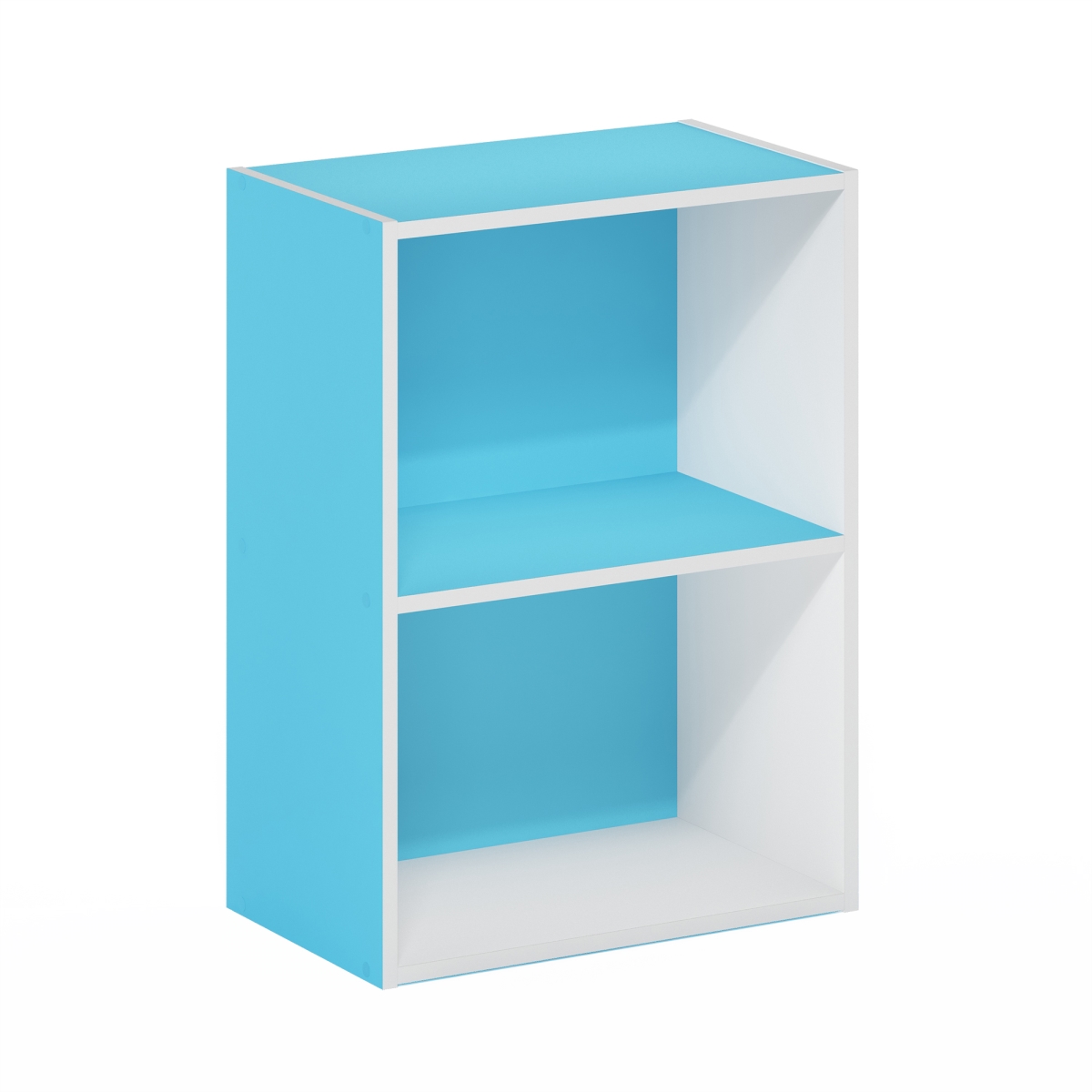 Luder 2-Tier Open Shelf Bookcase, Light Blue & White