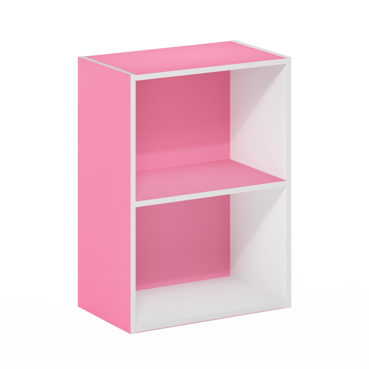 Luder 2-Tier Open Shelf Bookcase, Pink & White