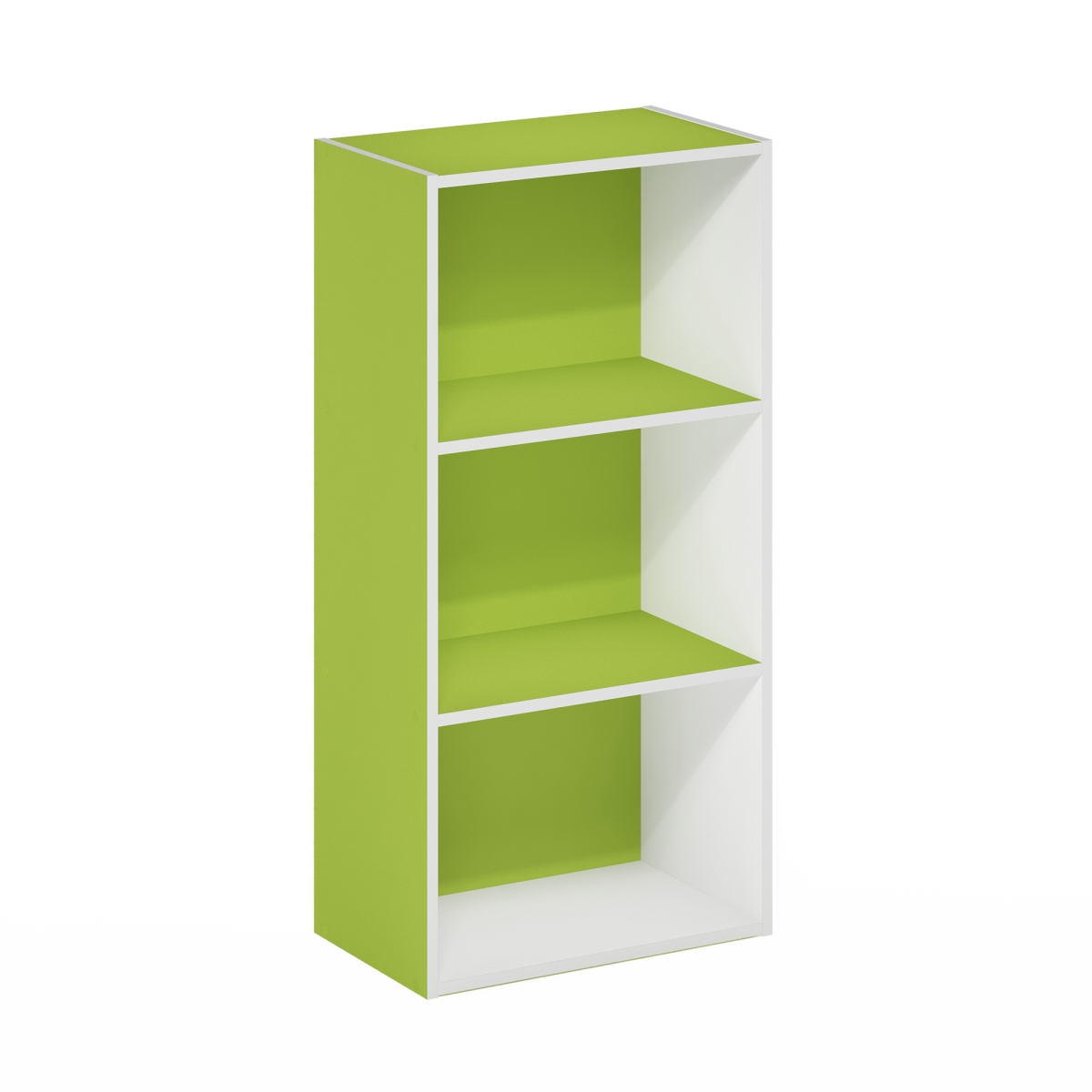 Luder 3-Tier Open Shelf Bookcase, Green & White