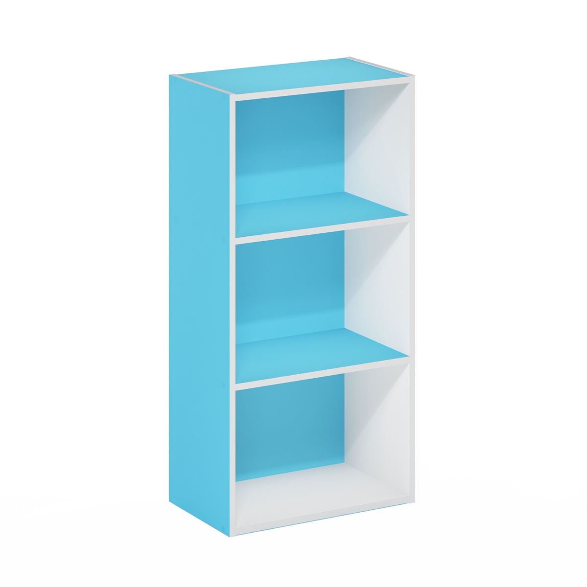 Luder 3-Tier Open Shelf Bookcase, Light Blue & White