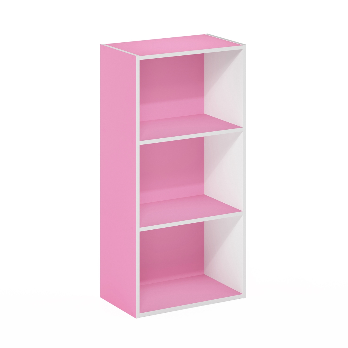 Luder 3-Tier Open Shelf Bookcase, Pink & White