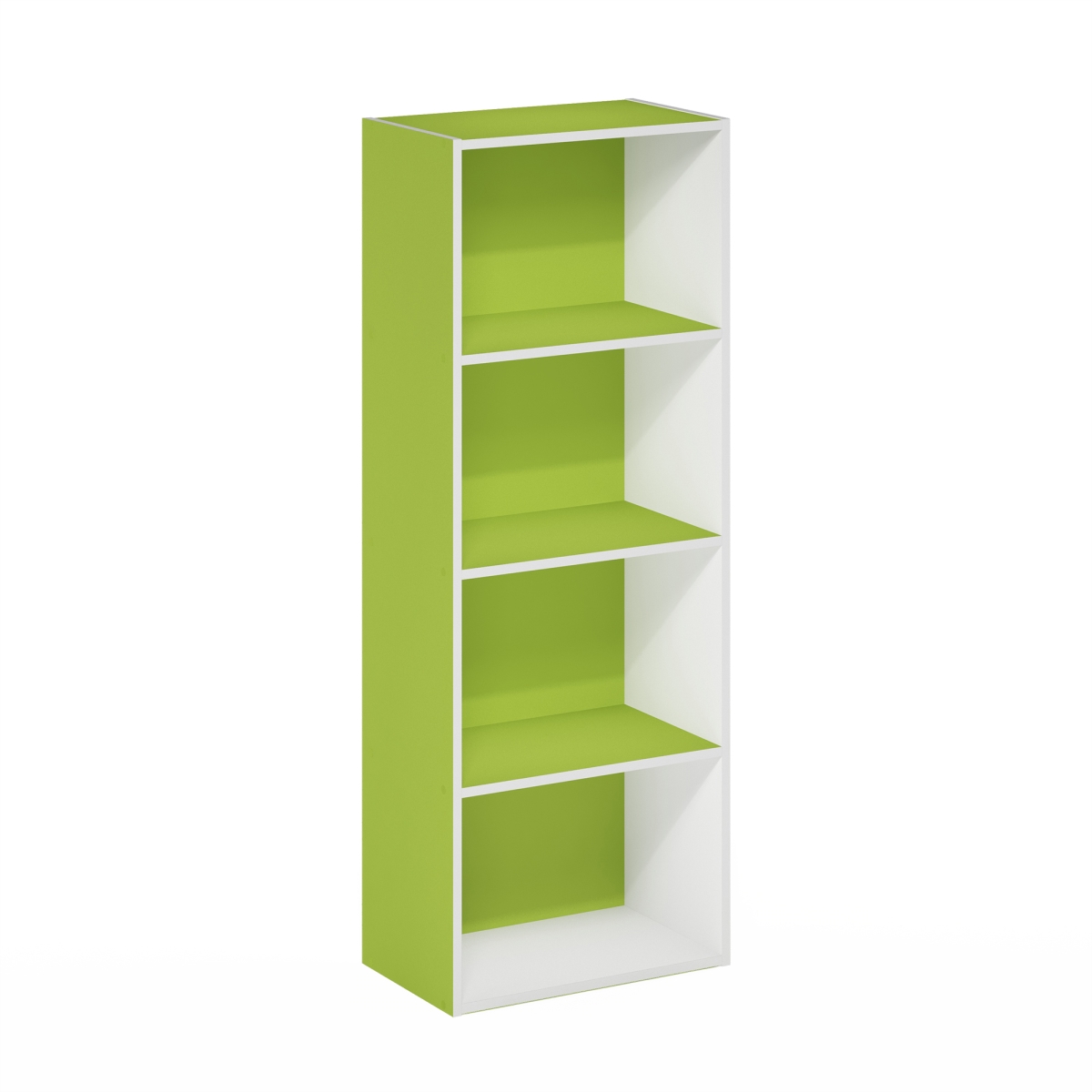 Luder 4-Tier Open Shelf Bookcase, Green & White