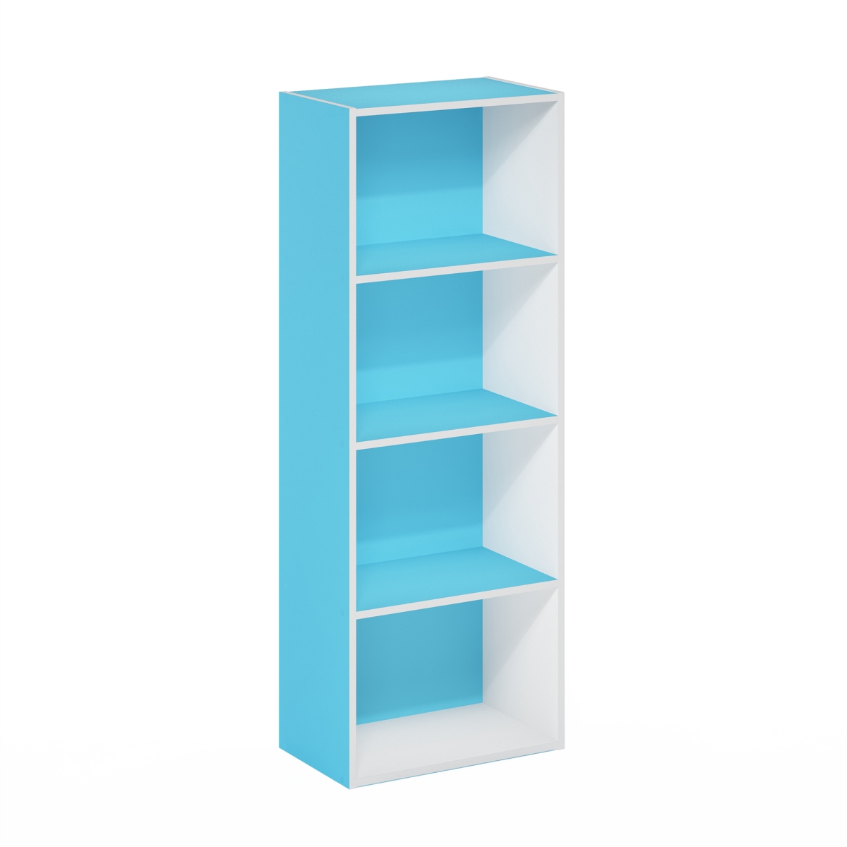 Luder 4-Tier Open Shelf Bookcase, Light Blue & White