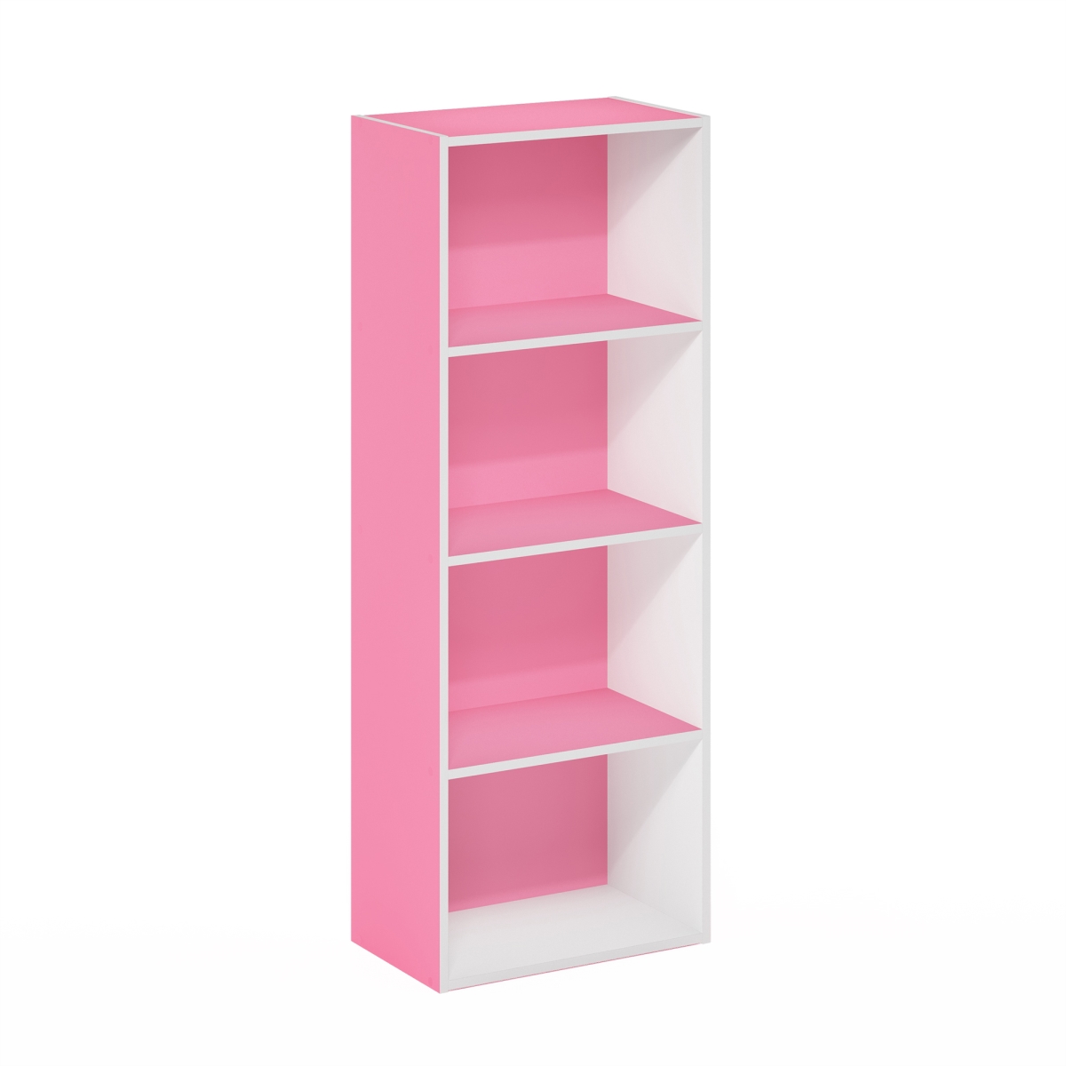 Luder 4-Tier Open Shelf Bookcase, Pink & White